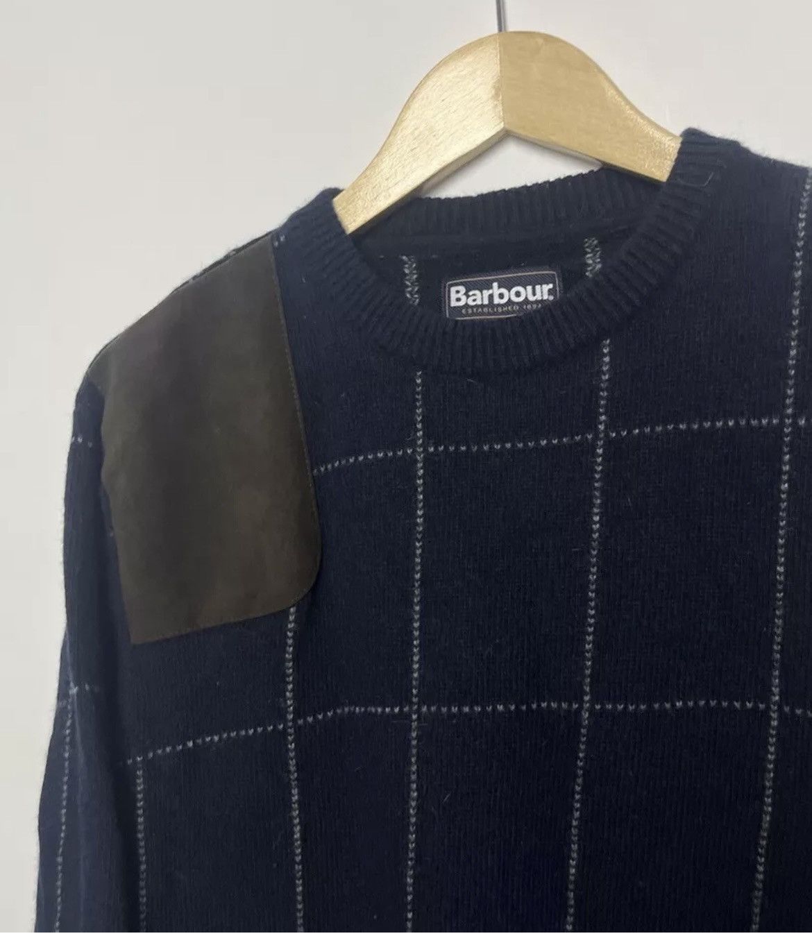 Barbour Barbour Navy Wool Single Patch Jumper Size US L / EU 52-54 / 3 - 4 Thumbnail