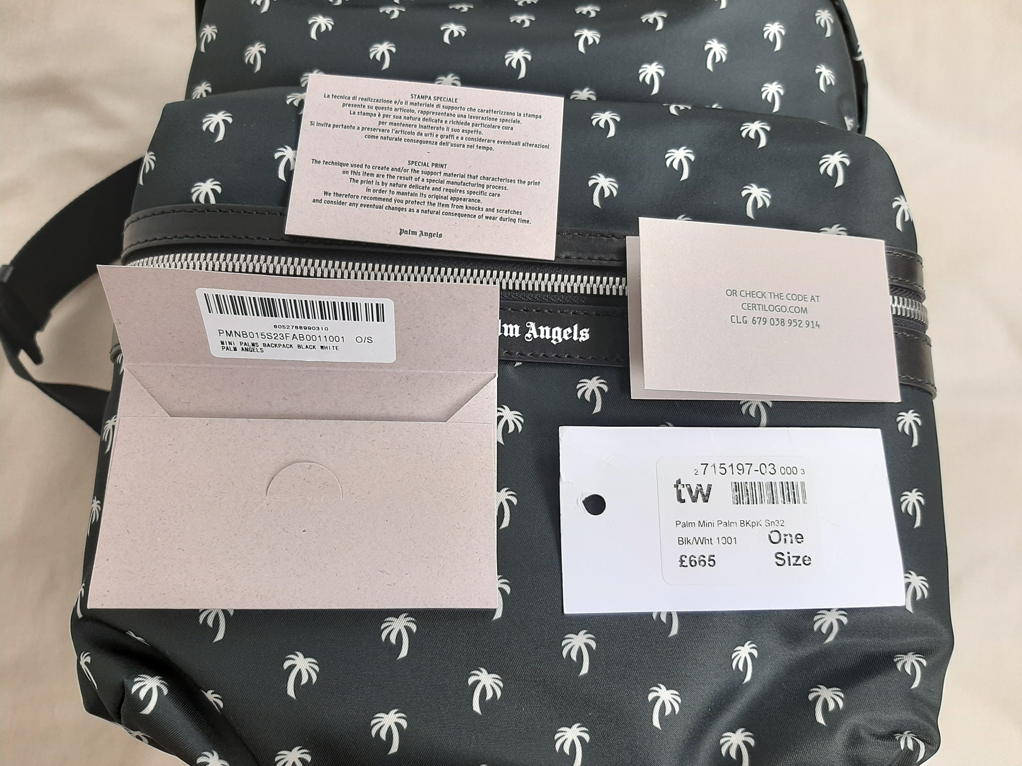 Palm Angels Palm Angels Mini Palms Backpack Black White Men's One Size Size ONE SIZE - 9 Thumbnail