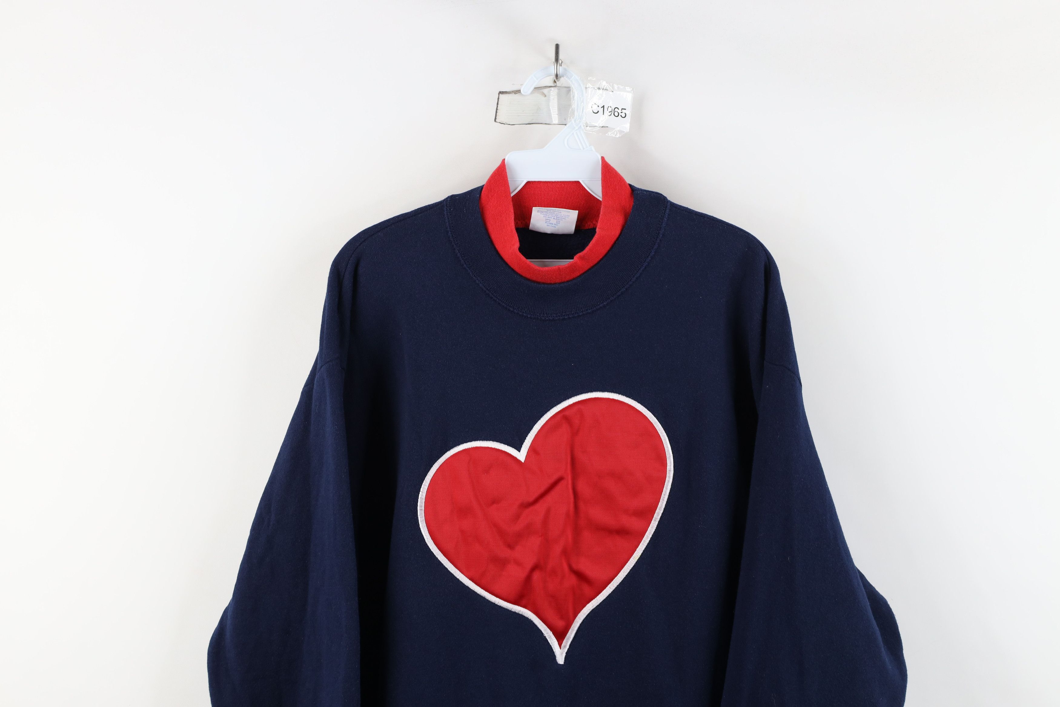 Vintage Vintage 90s Streetwear Heart Layered Sweatshirt Blue USA Size L / US 10 / IT 46 - 2 Thumbnail