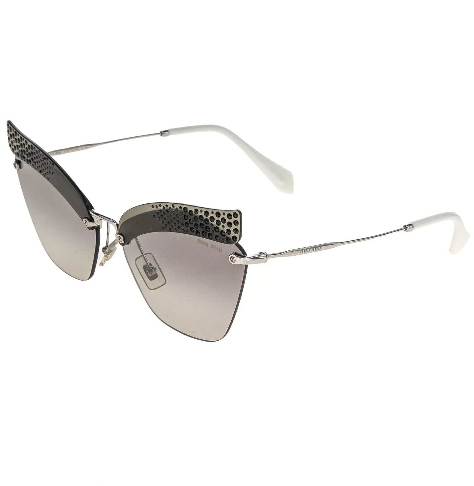 Miu Miu MIU MIU 56T NOIR MU56TS Silver Mirrored Black Sunglasses Size ONE SIZE - 8 Thumbnail