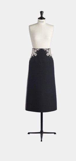 Dior o1w1db10924 Wool And Silk Skirt With Embroidery in Black Size 38" / US 16 / IT 52 - 1 Thumbnail