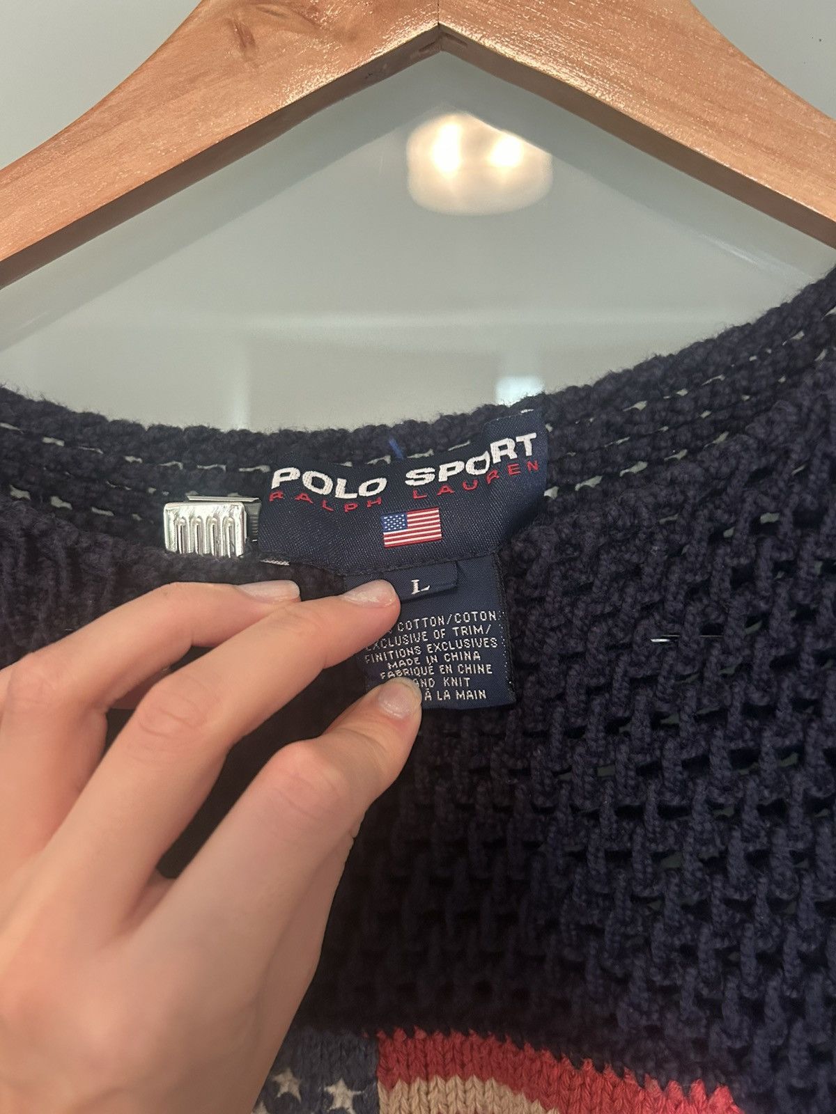 Ralph Lauren Sport Rare Vintage Polo Sport Crochet Flag Sweater Size L / US 10 / IT 46 - 6 Thumbnail