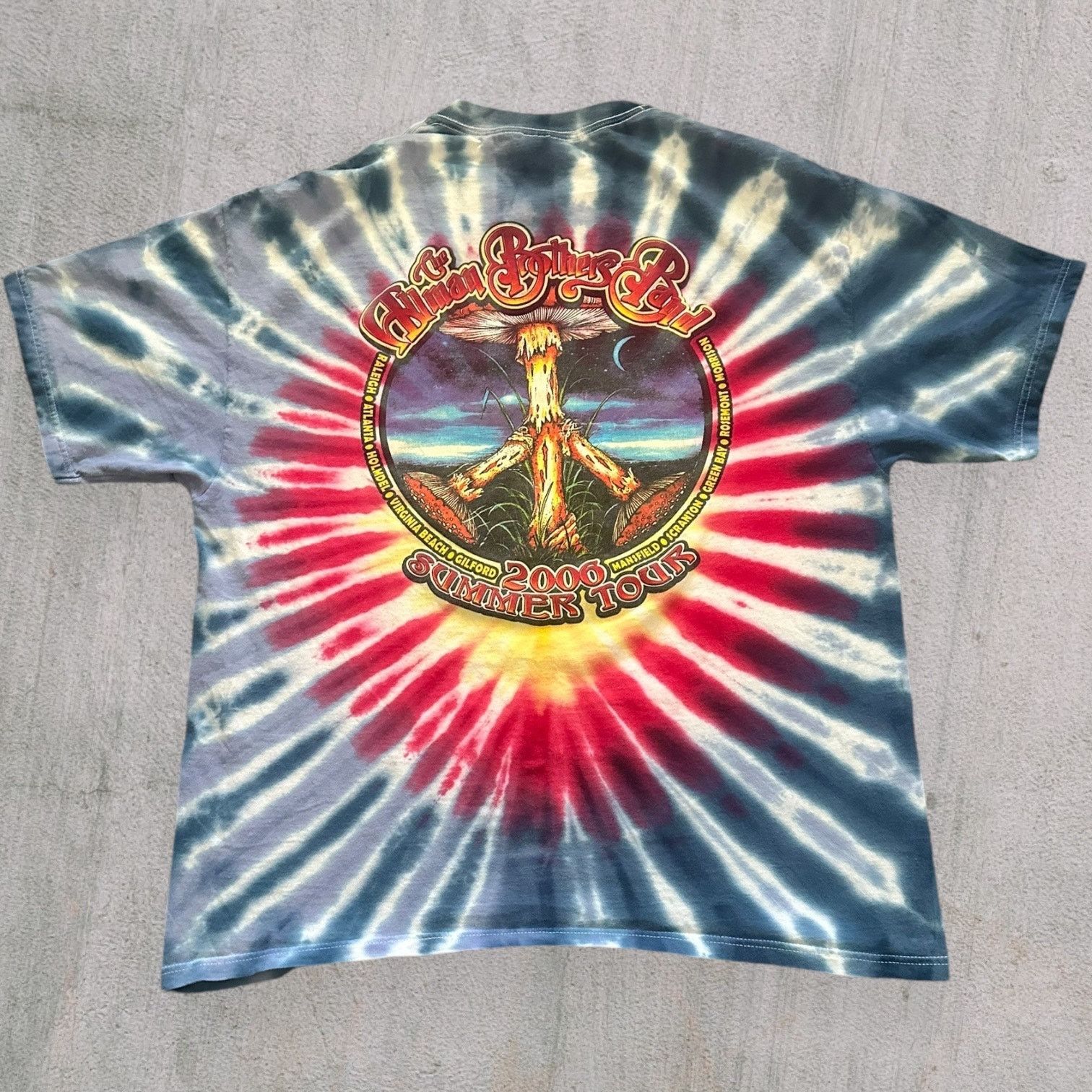 Hanes Alman brothers band blue tie dye 2006 summer tour mushroom Size US XL / EU 56 / 4 - 1 Thumbnail