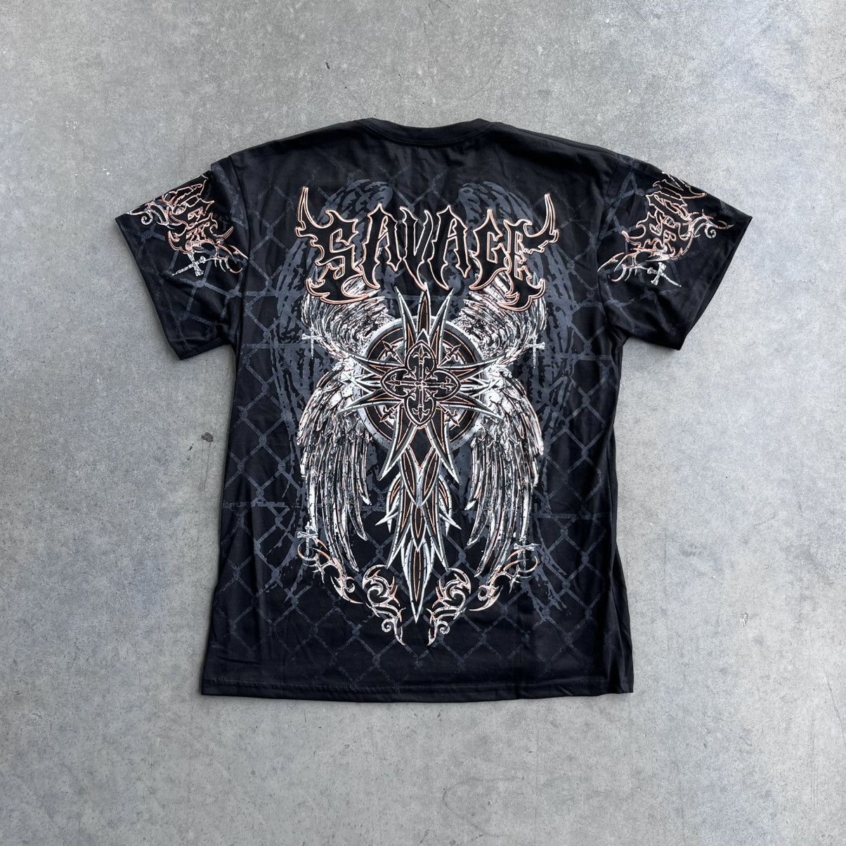 Vintage Vintage Affliction Style Orange and Black Skull Print Cross Size US L / EU 52-54 / 3 - 6 Thumbnail
