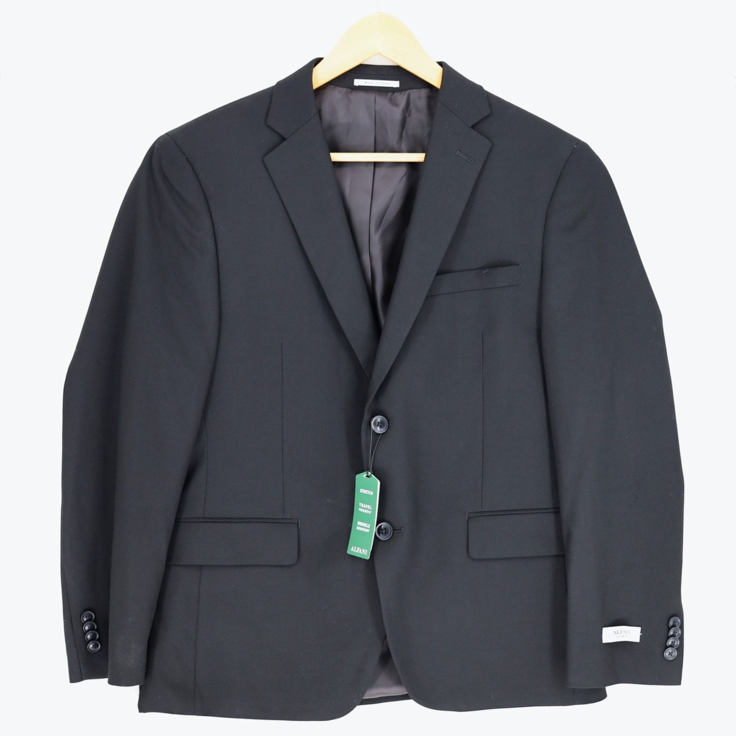 Alfani Alfani Men's Black Stretch Solid Slim Suit Jacket Size 40S Size 40S - 4 Thumbnail