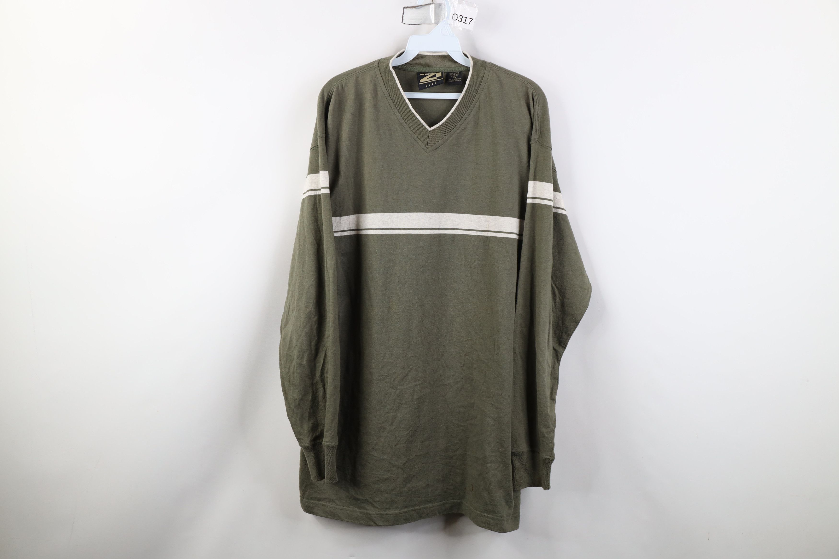 Vintage Vintage 90s Streetwear Long Sleeve V-Neck T-Shirt Green Size US M / EU 48-50 / 2 - 1 Thumbnail
