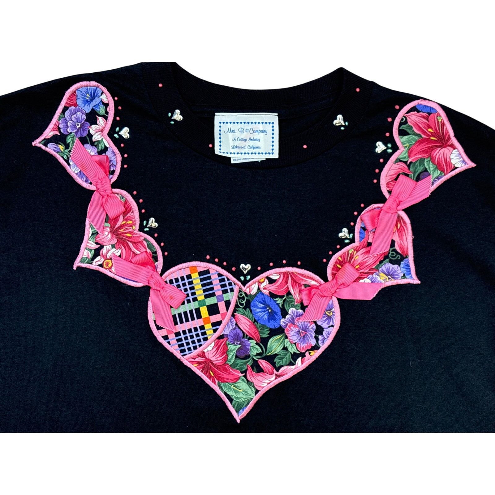 Jerzees Vintage Custom 90s patchwork embroidered heart t-shirt L Size L / US 10 / IT 46 - 2 Thumbnail