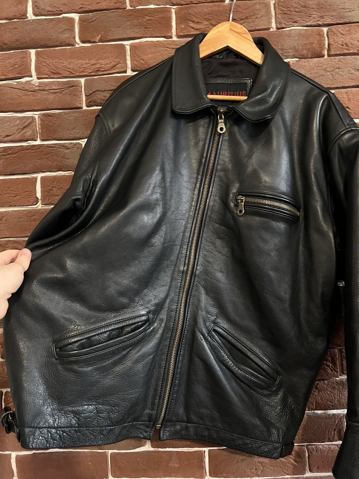 Leather Vintage Genuine Real Leather Jacket High Quality Rock Punk Size US XL / EU 56 / 4 - 4 Thumbnail