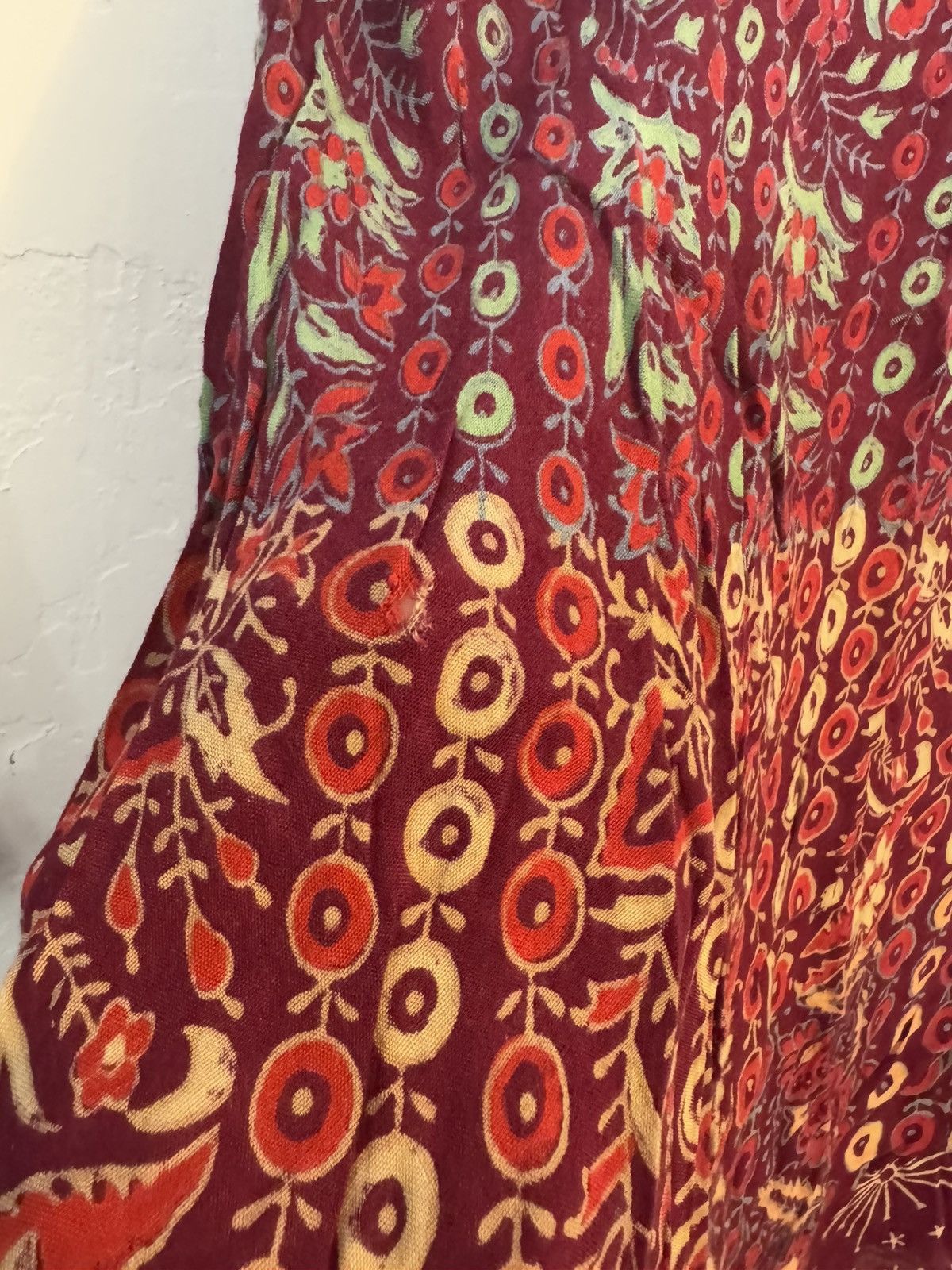 Vintage VINTAGE WRAP SKIRT FLORAL RED GREEN ROSES ONE SIZE S-L Size 28" / US 6 / IT 42 - 6 Thumbnail