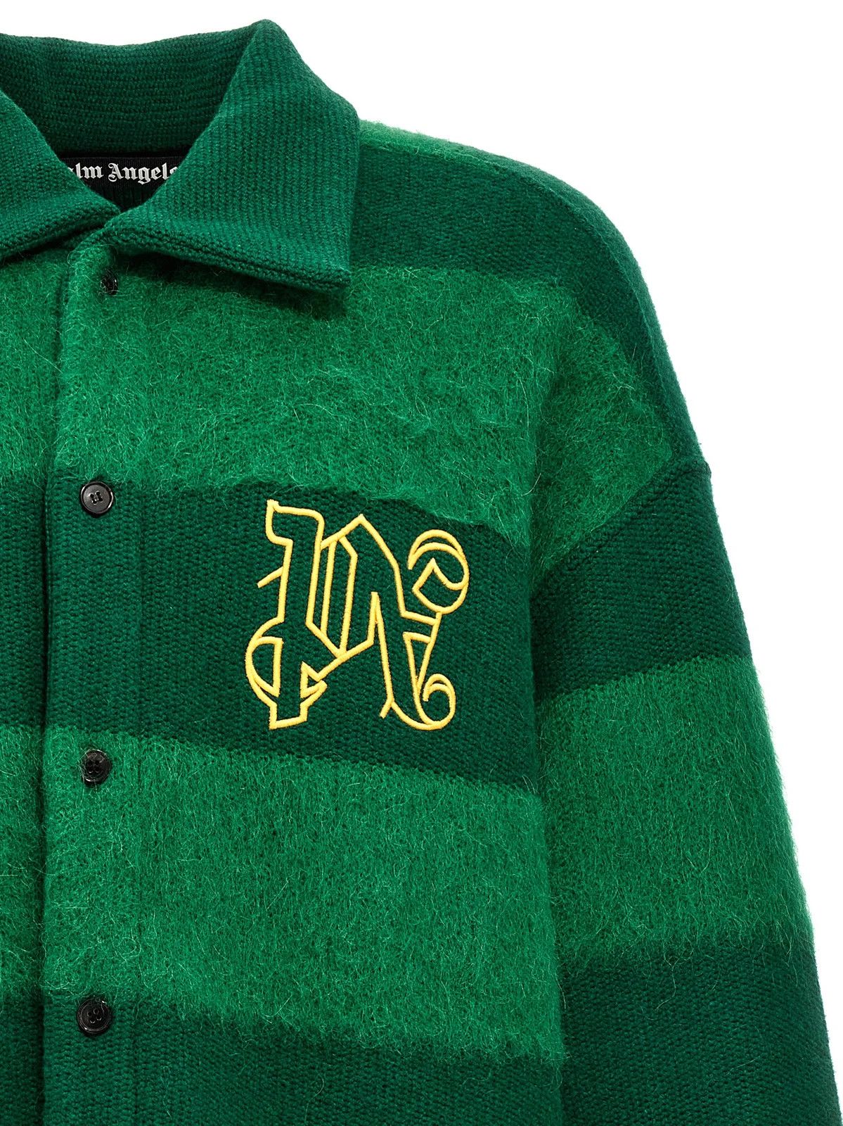 Palm Angels o1y0325 Logo Striped Shirt in Green Size US M / EU 48-50 / 2 - 2 Thumbnail