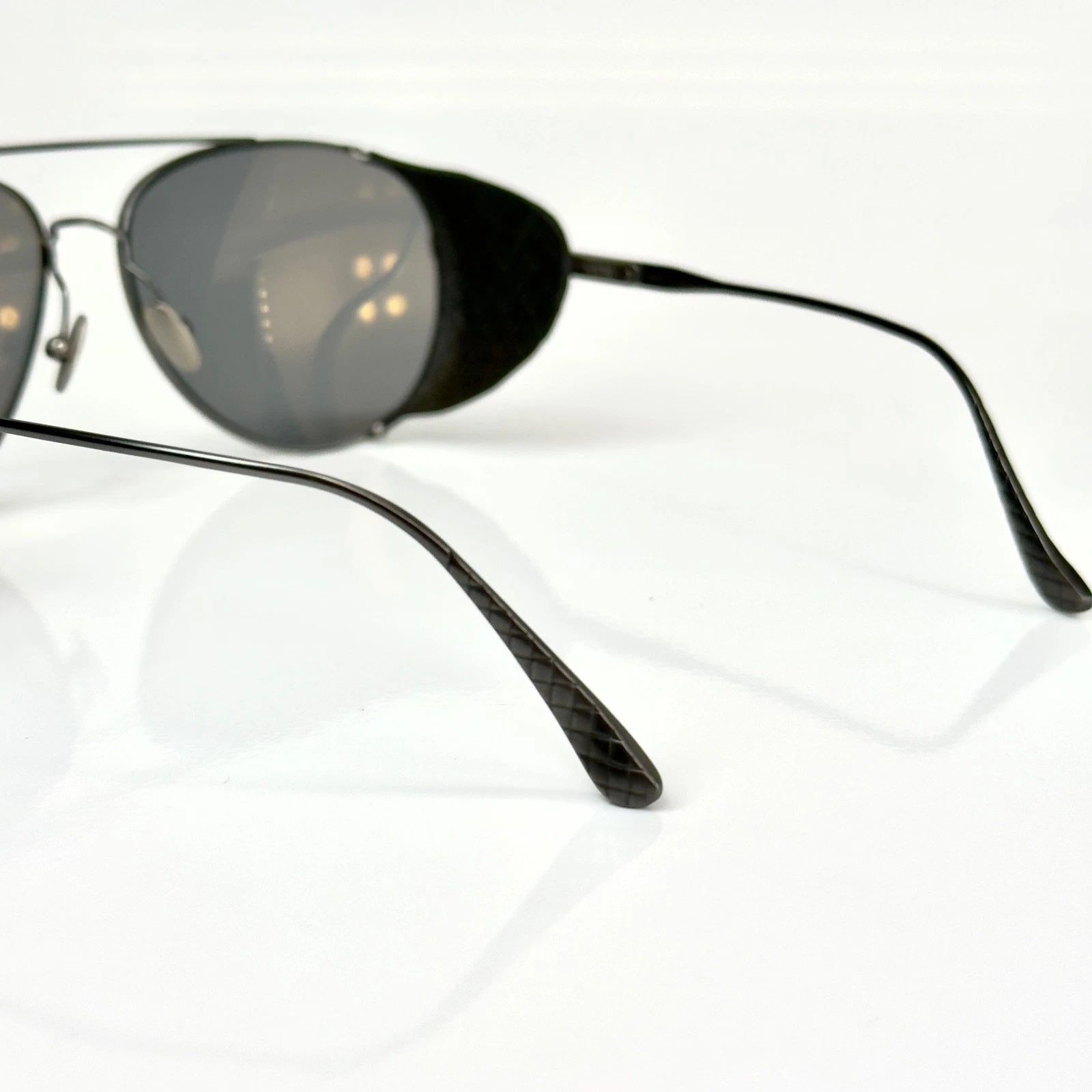 Bottega Veneta BOTTEGA VENETA BV0041S 0041 Titanium Leather Sunglasses Size ONE SIZE - 5 Thumbnail