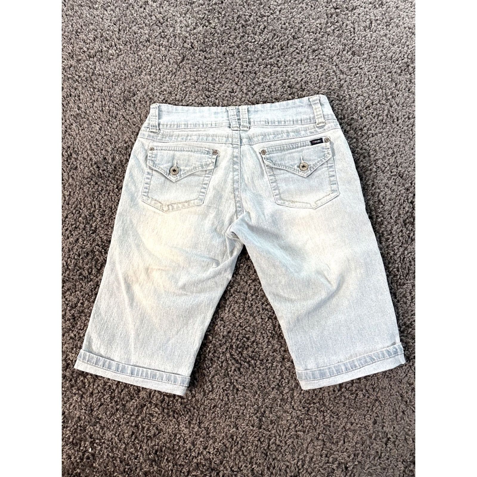 Vintage ANGELS Blue Denim Capri Jeans Low Rise Womens 28 Light Front Pocket Cuffed Size 28" / US 6 / IT 42 - 7 Thumbnail