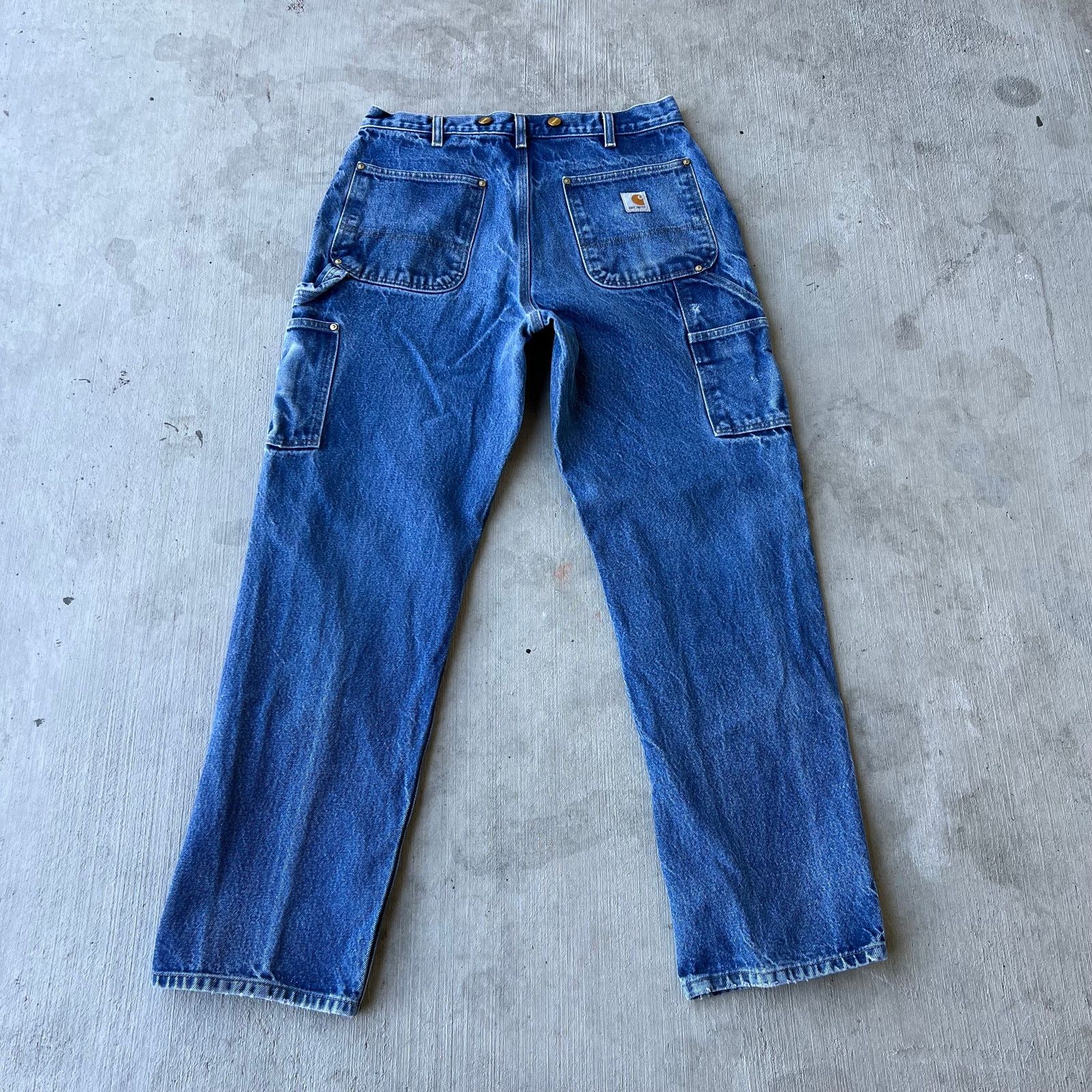 Carhartt × Vintage Carhartt faded denim blue jeans double knee work wear pants Size US 32 / EU 48 - 5 Thumbnail