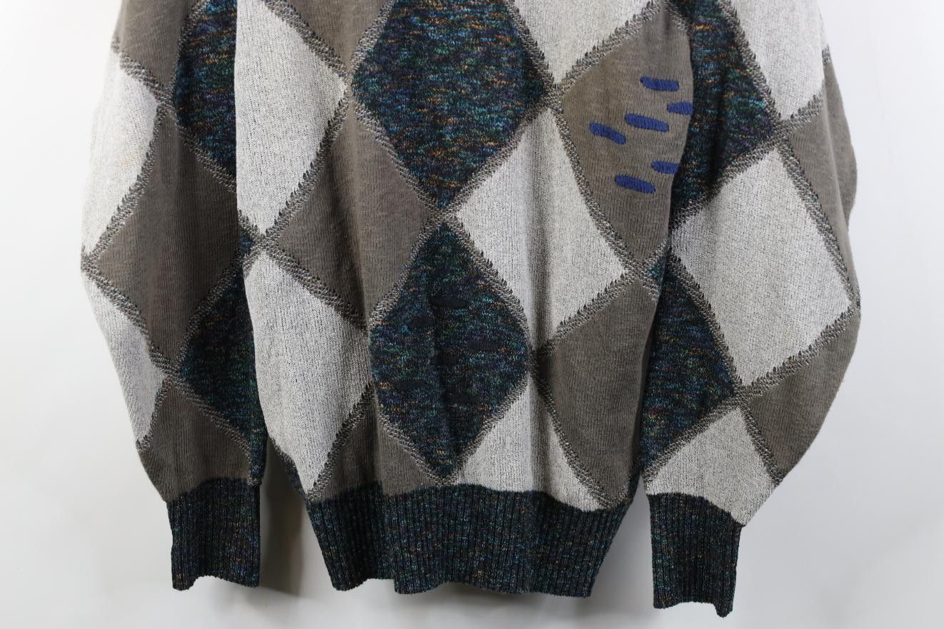 Vintage Vintage 90s Coogi Style Rainbow Fleck Diamond Knit Sweater Size US XL / EU 56 / 4 - 3 Thumbnail