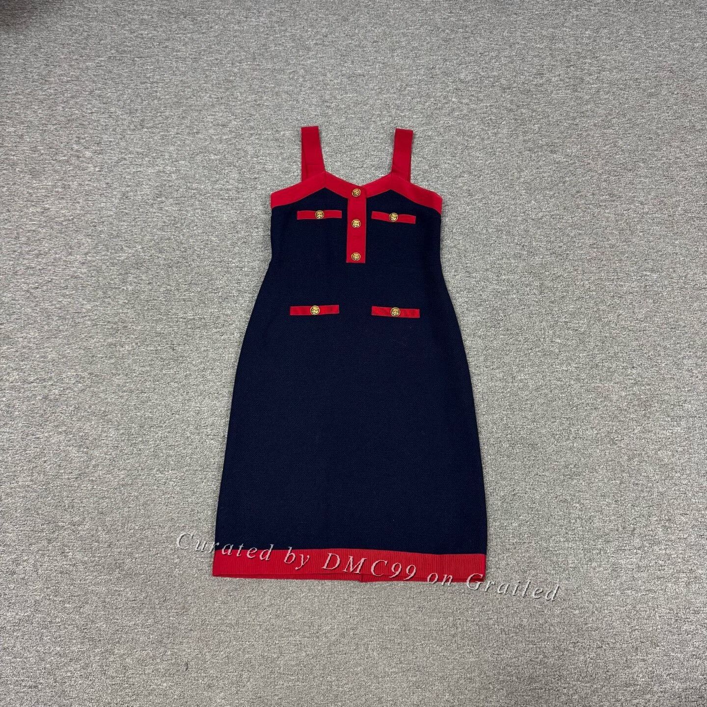 Gucci Gucci Navy Red Trim Sleeveless Knit Dress Size S / US 4 / IT 40 - 1 Thumbnail