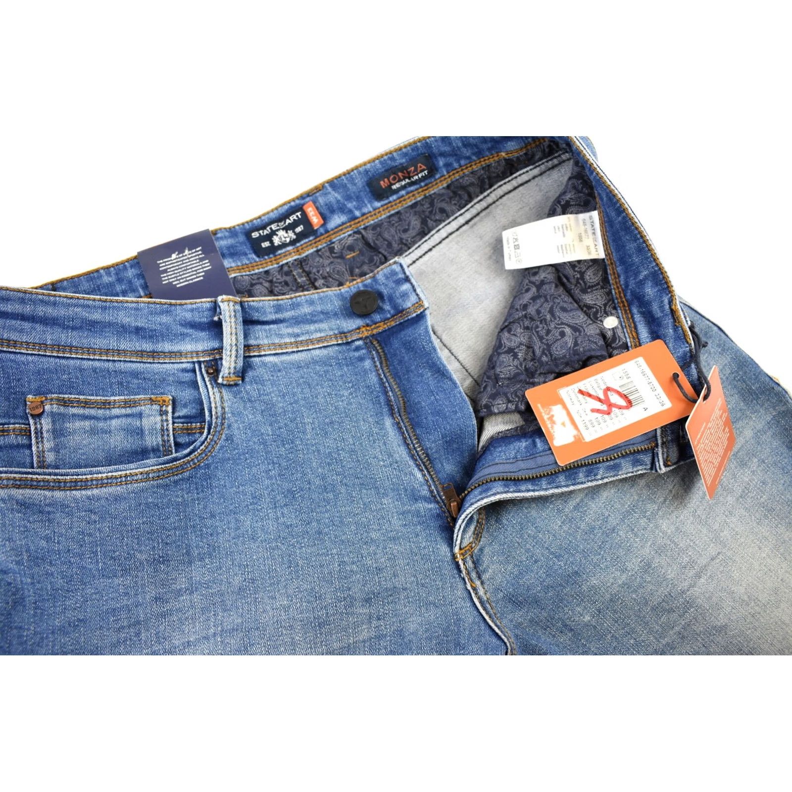 Vintage State Of The Art Monza Regular Fit Jeans Men W33 Denim Blue Size US 33 - 4 Thumbnail