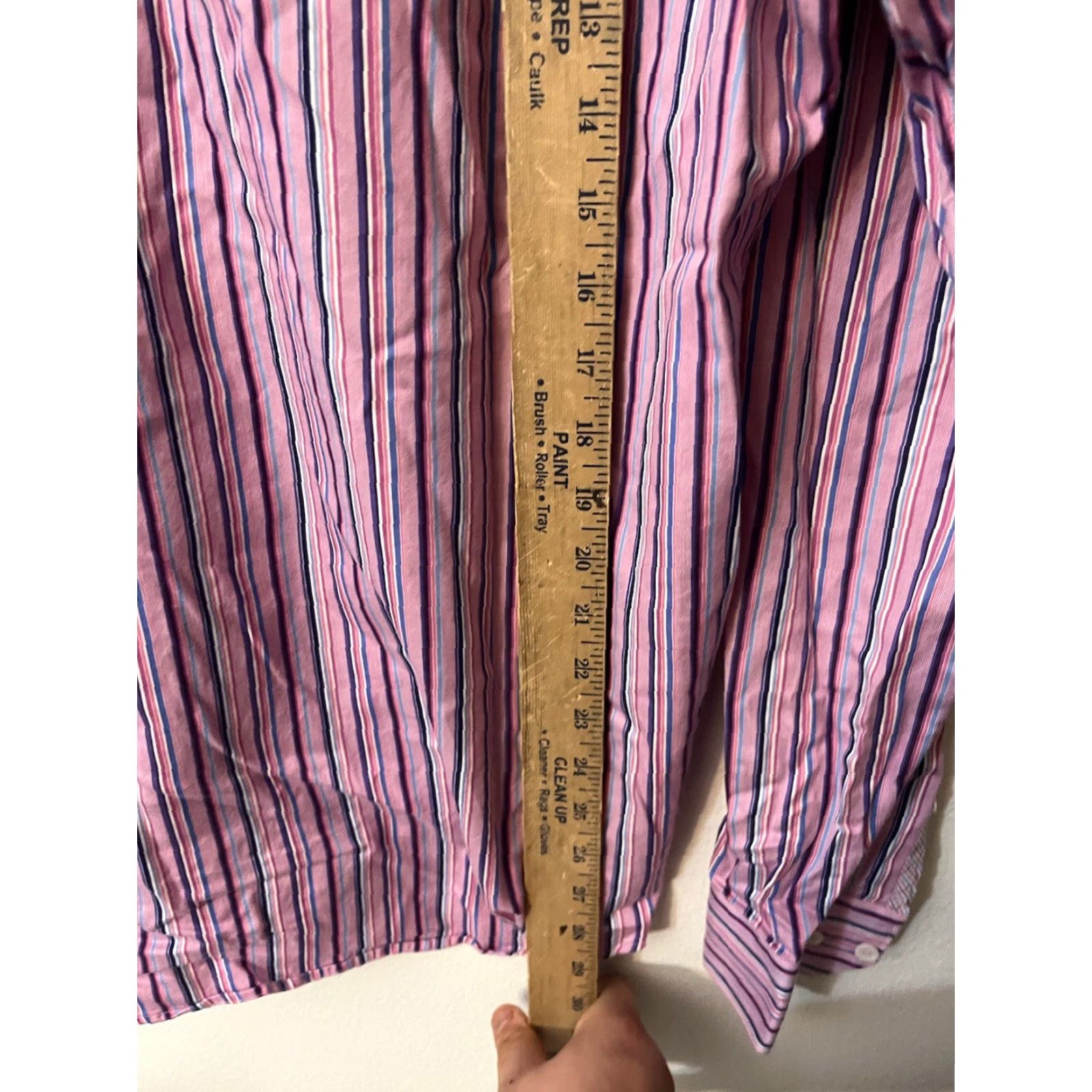 BUGATCHI BUGATCHI Shirt L Classic Fit White Pink Striped Button-Up Long Sleeve Cotton Mens Size US L / EU 52-54 / 3 - 5 Thumbnail