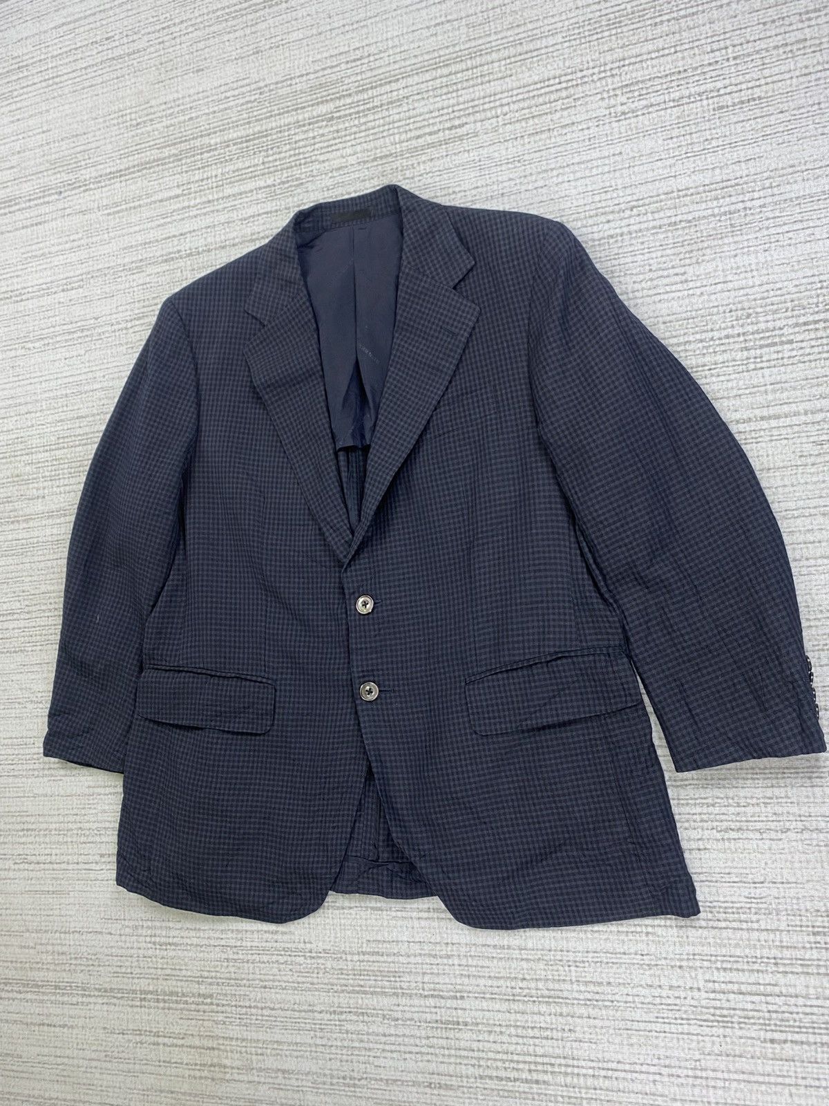 Burberry × Japanese Brand × Vintage Vtg 90s Burberry London Surface Hemp Material Plaid Blazer Size US M / EU 48-50 / 2 - 4 Thumbnail