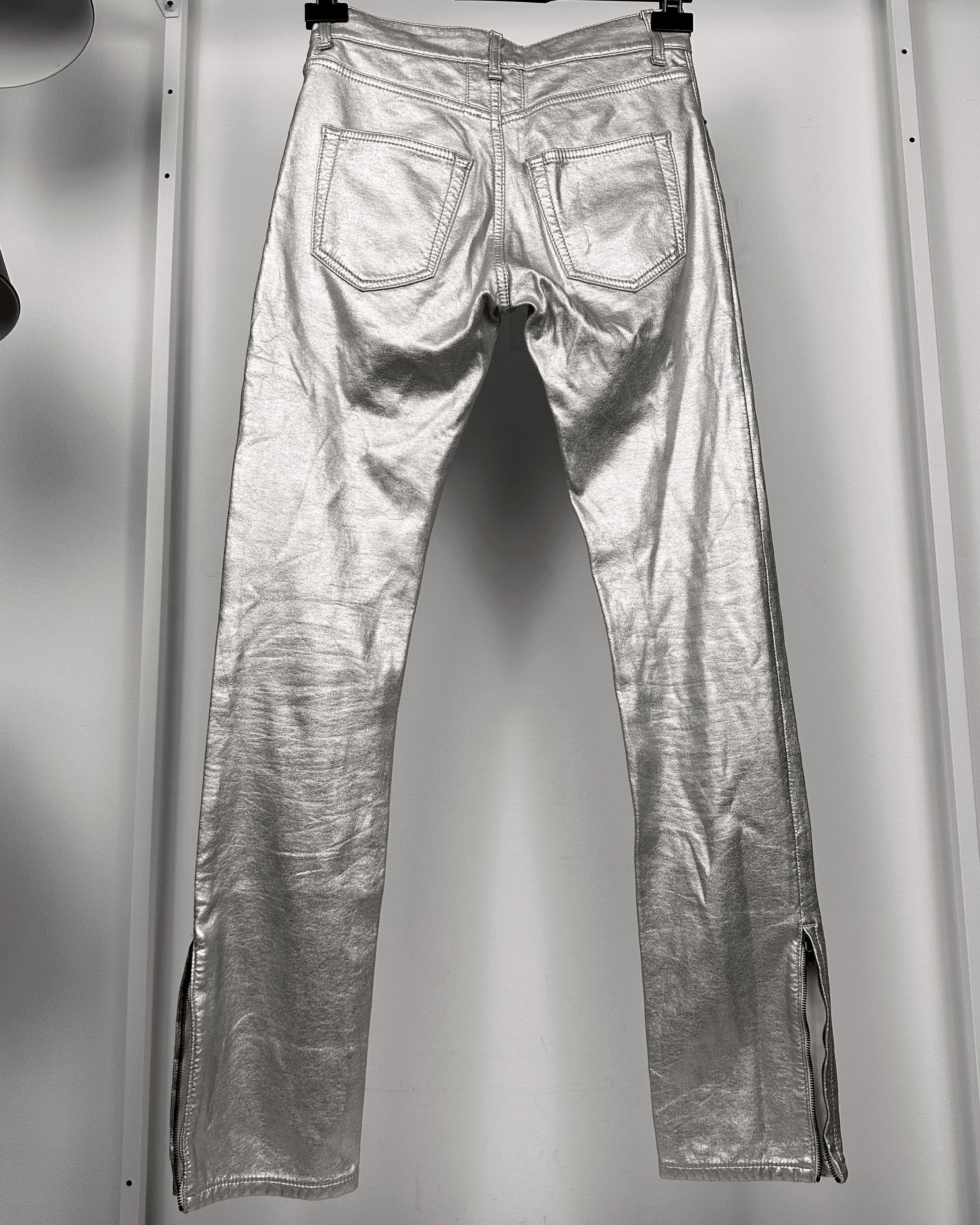 Hedi Slimane × Saint Laurent Paris Saint Laurent Paris Silver Sample Faux Leather Pants Size US 28 / EU 44 - 7 Thumbnail