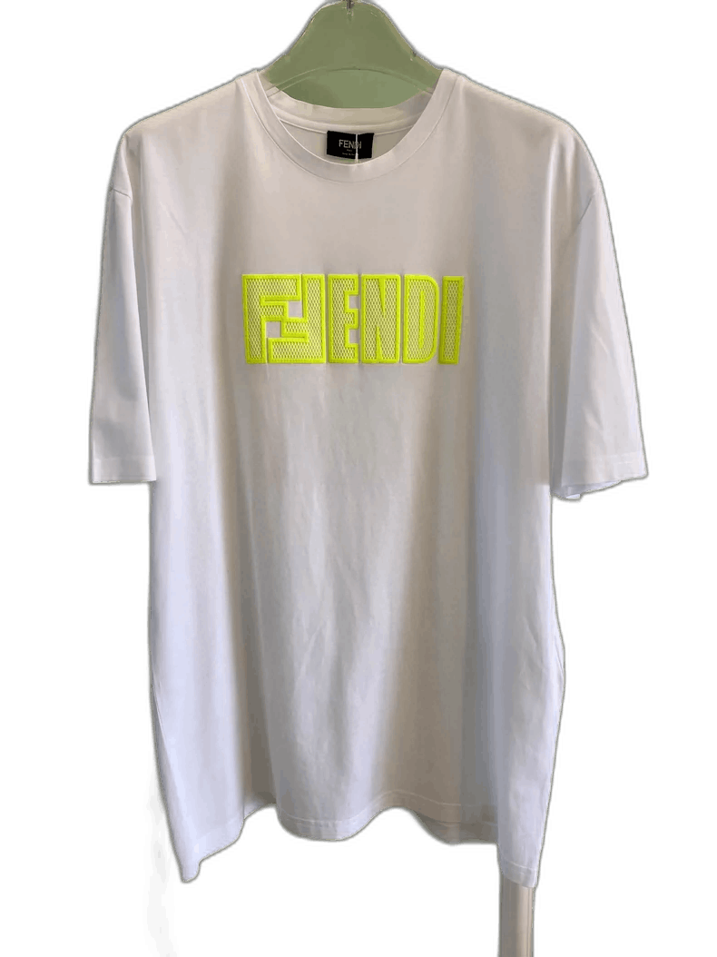 Fendi Fendi Fluorescent Yellow Logo Short Sleeve T-Shirt Size US L / EU 52-54 / 3 - 1 Thumbnail