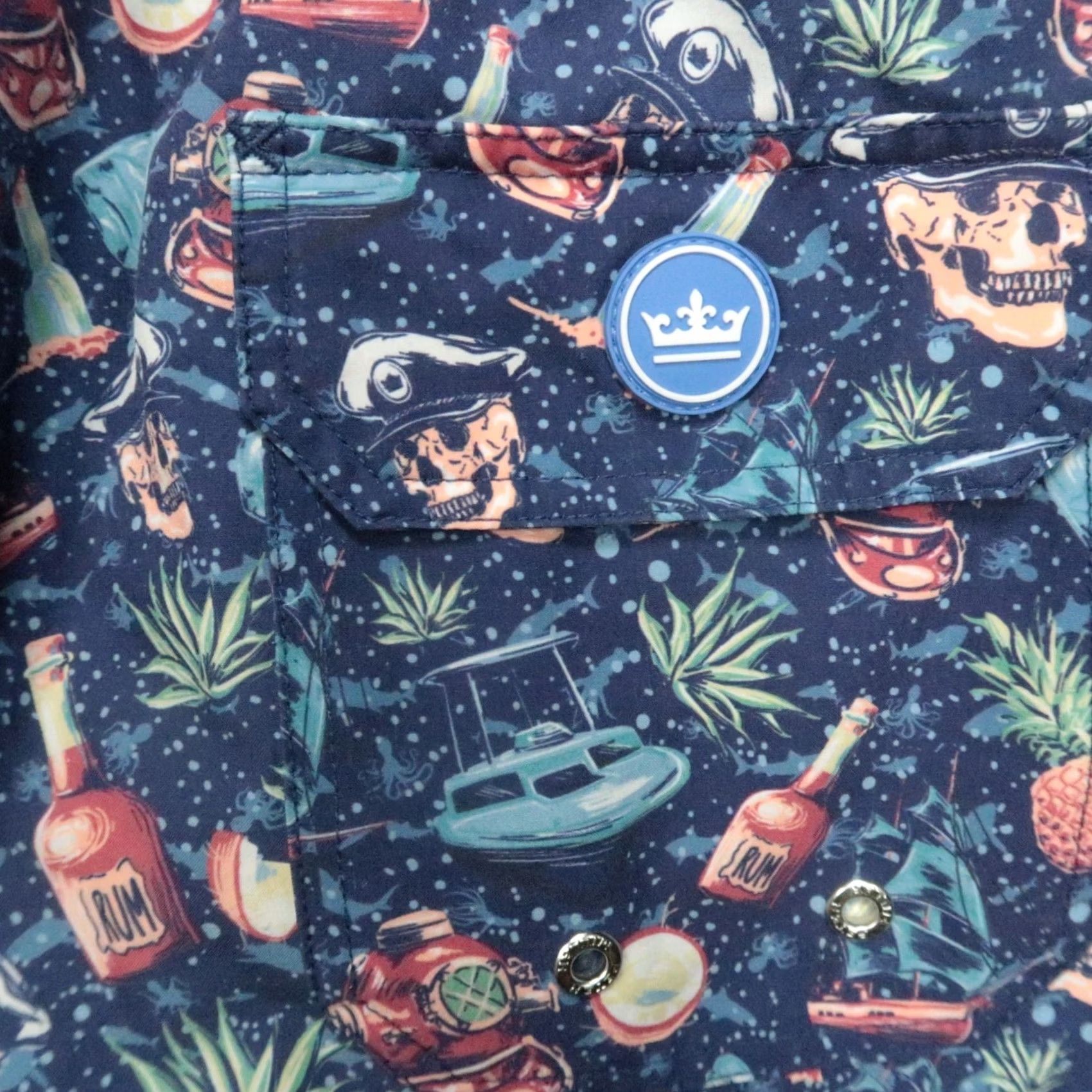 Peter Millar Peter Millar Swim Trunks Mens XXL Blue Seaside Ship Faced Skull Lined Shorts Size US 39 - 5 Thumbnail