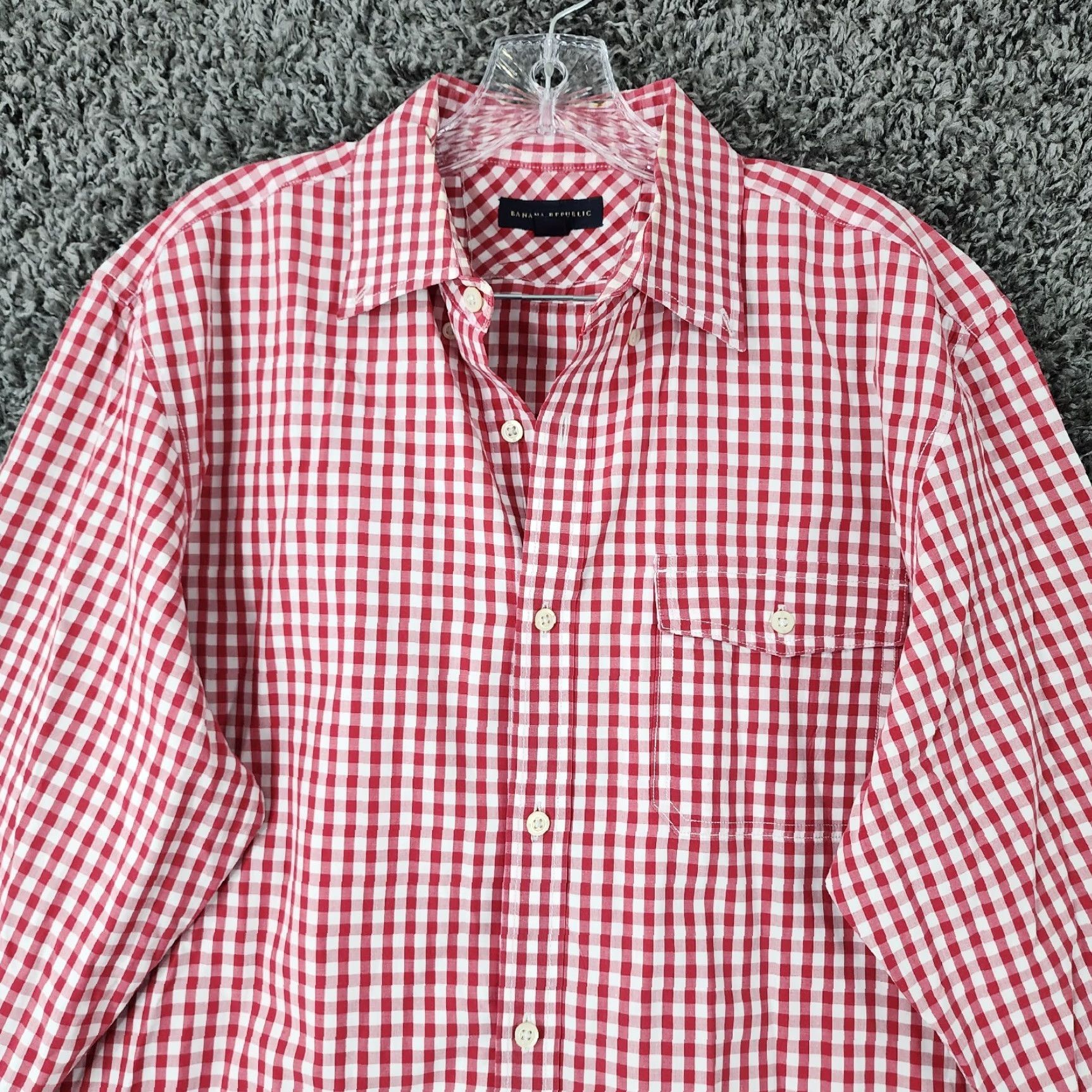 Banana Republic BANANA REPUBLIC Shirt Men Long Sleeve Button-Up Check Red/White Size L Size US L / EU 52-54 / 3 - 3 Thumbnail