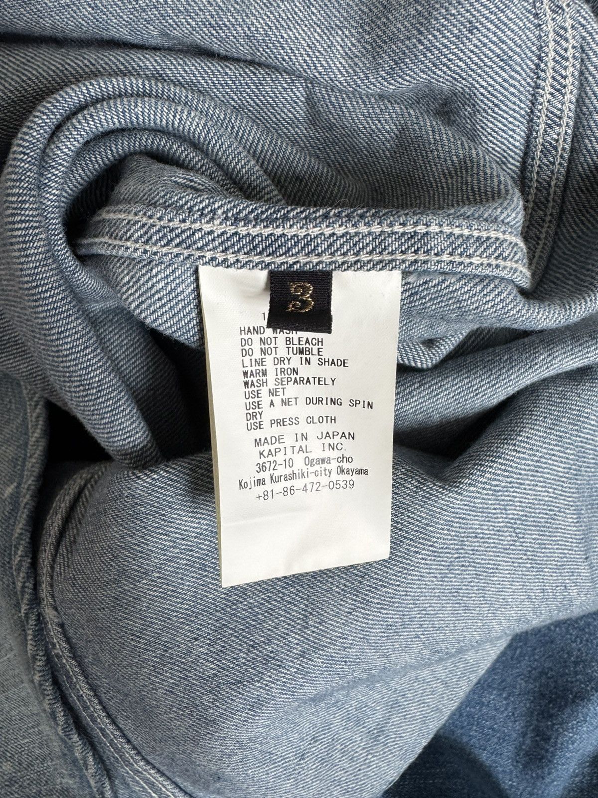 Kapital Kapital 8 oz Denim Work Shirt (BONE Embroidery) Size US L / EU 52-54 / 3 - 6 Thumbnail