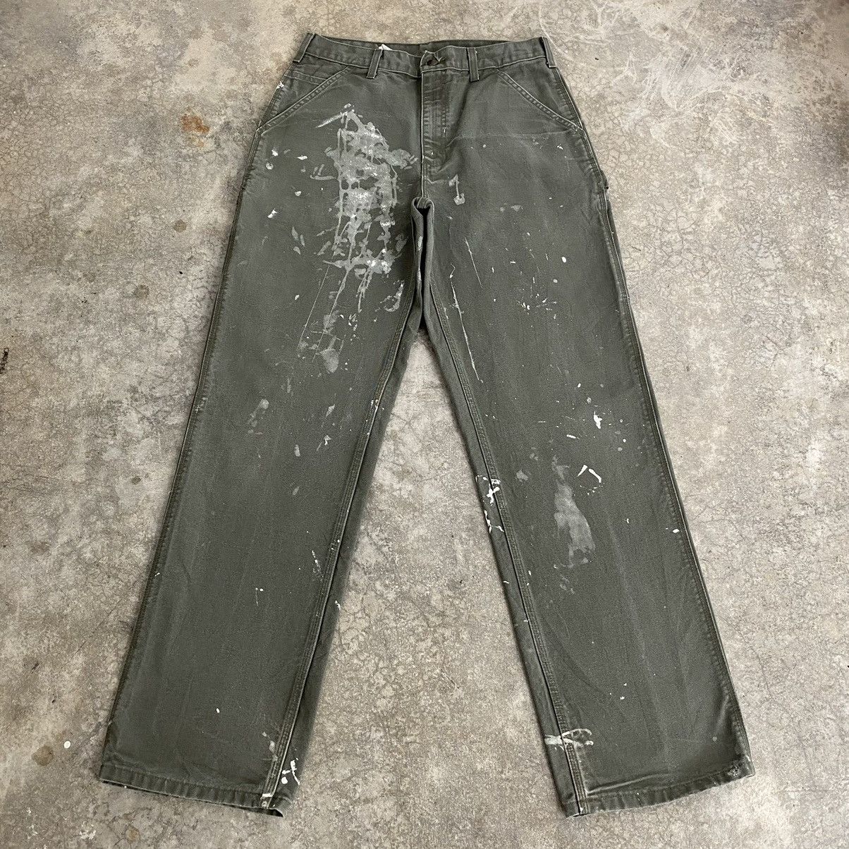 Carhartt Vintage Carhartt Moss Green Stained Carpenter Pants Size US 31 - 2 Thumbnail