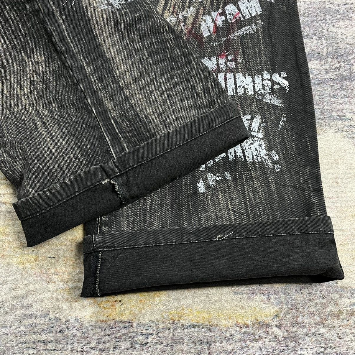 14th Addiction Berning sho skull print washed flared bondage pants vkei Size US 30 / EU 46 - 11 Thumbnail