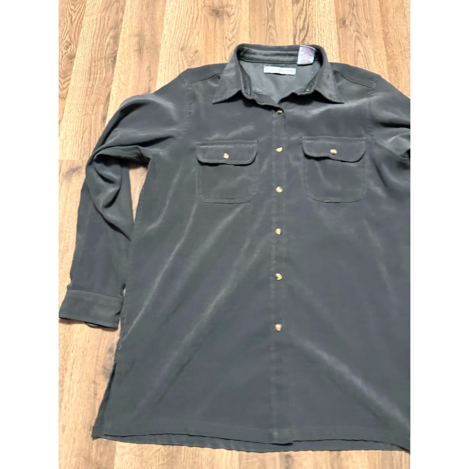 Gloria Vanderbilt Gloria Vanderbilt Shirt Women's Medium Green Long Sleeve Button-Up Cotton Shirt Womens Size M / US 6-8 / IT 42-44 - 3 Thumbnail