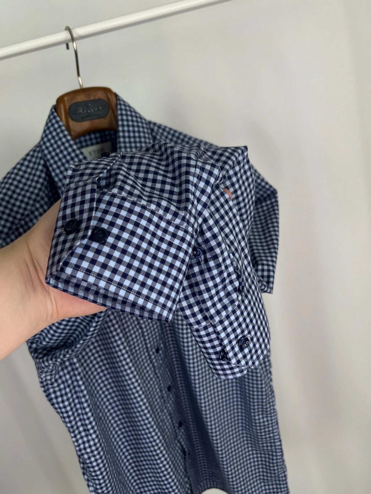 Eton Eton Contemporary Mens Casual Shirt Long Sleeve Blue Plaid Size US L / EU 52-54 / 3 - 7 Thumbnail