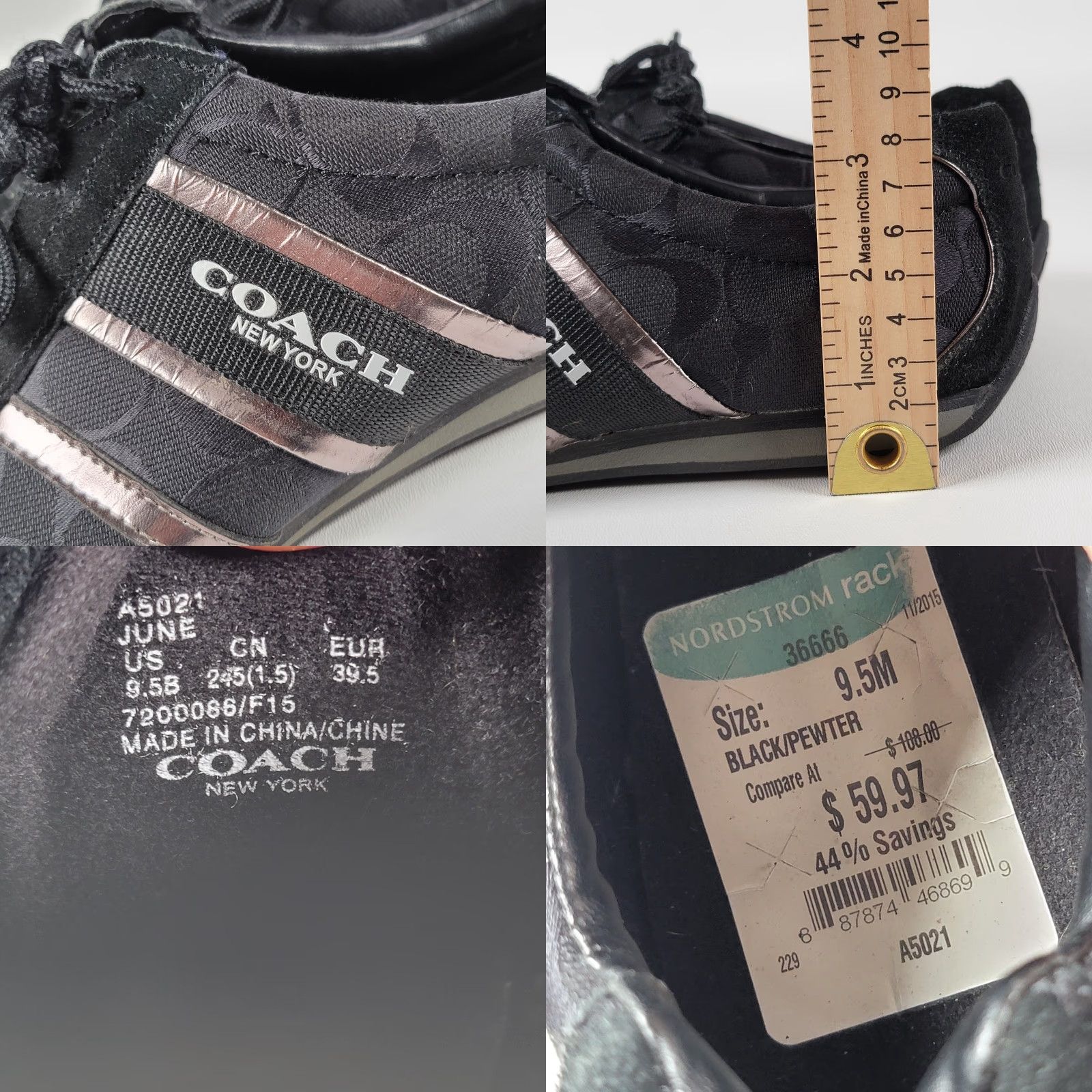 Coach COACH REMONNA Black Cooper Sneakers Women Size 9.5 B Athletic Suede Leather Minimalist Shoes Size US 10 / IT 40 - 8 Thumbnail