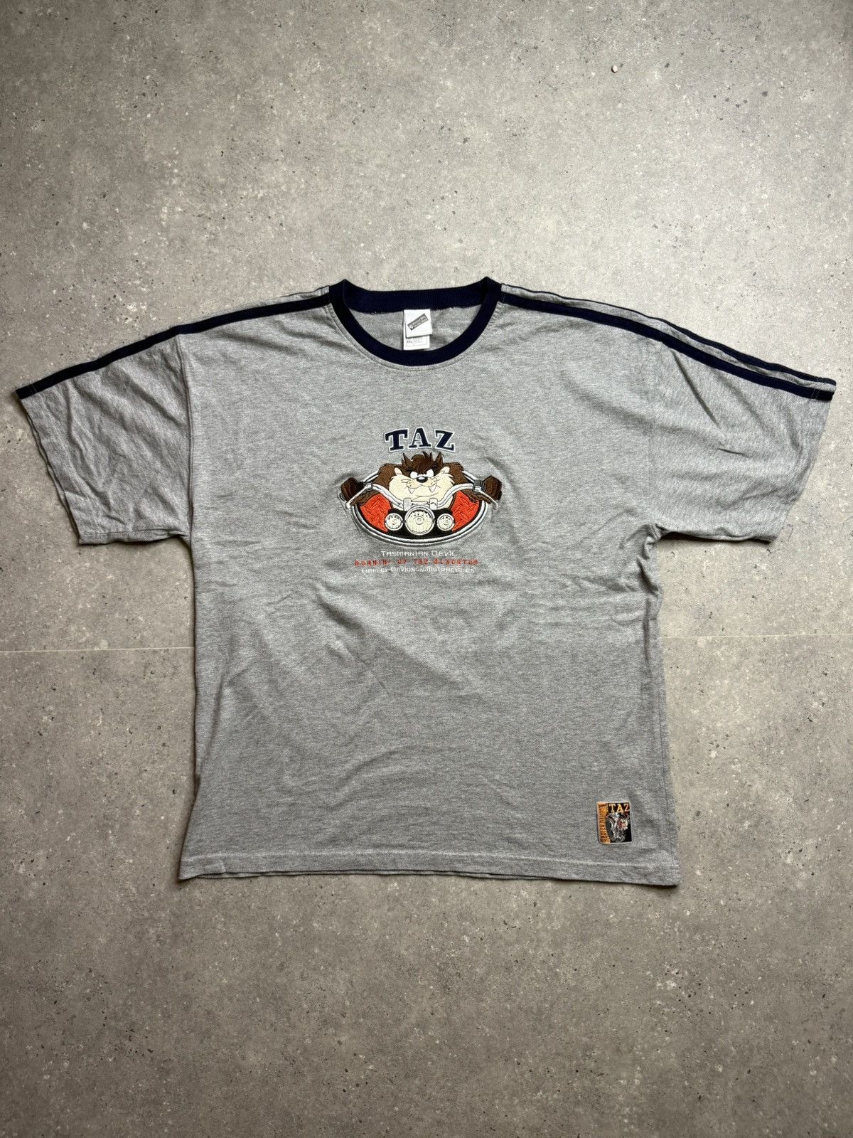 Warner Bros Y2K Taz Harley Davidson Inspired Embroidered Ringer Tee XXL Size US XXL / EU 58 / 5 - 1 Thumbnail