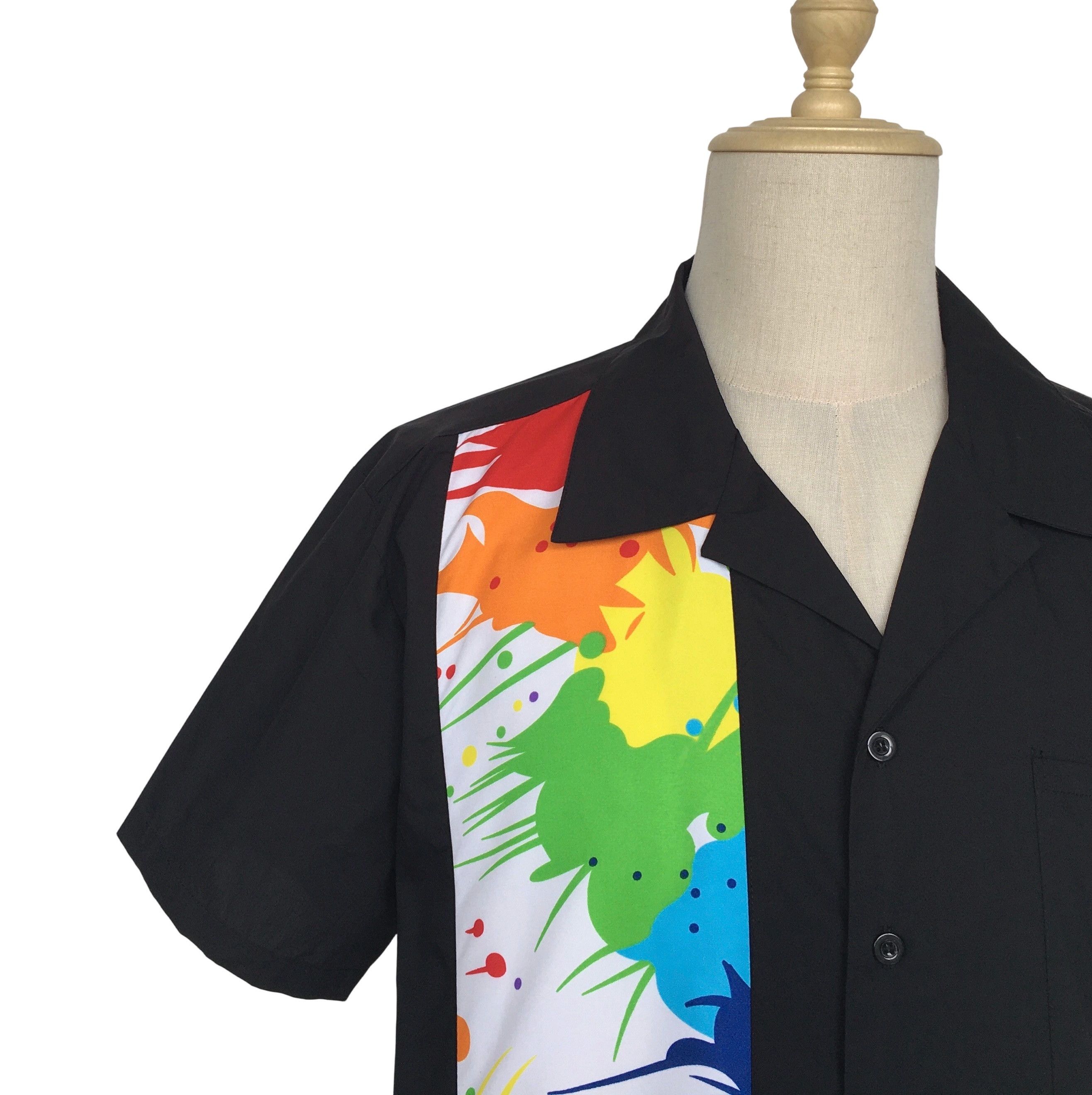 Other Black Contrast Colorful Panel Hawaiian Shirts Size US XL / EU 56 / 4 - 5 Thumbnail