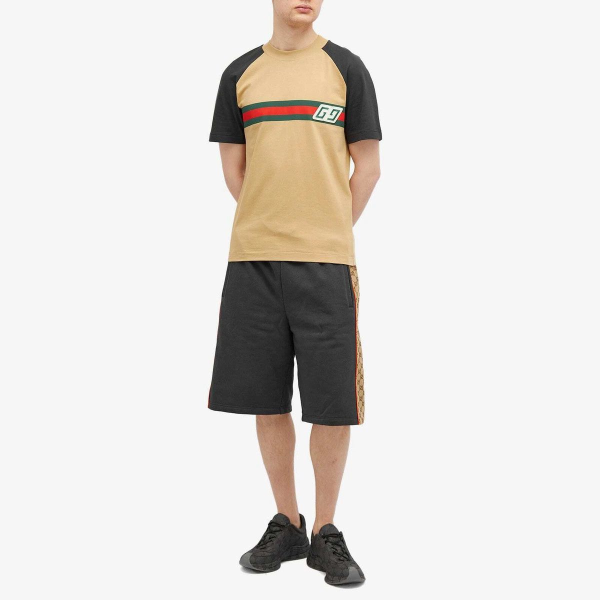 o1loc1c0925 Cotton Jersey Shorts With GG Insert Multicolor