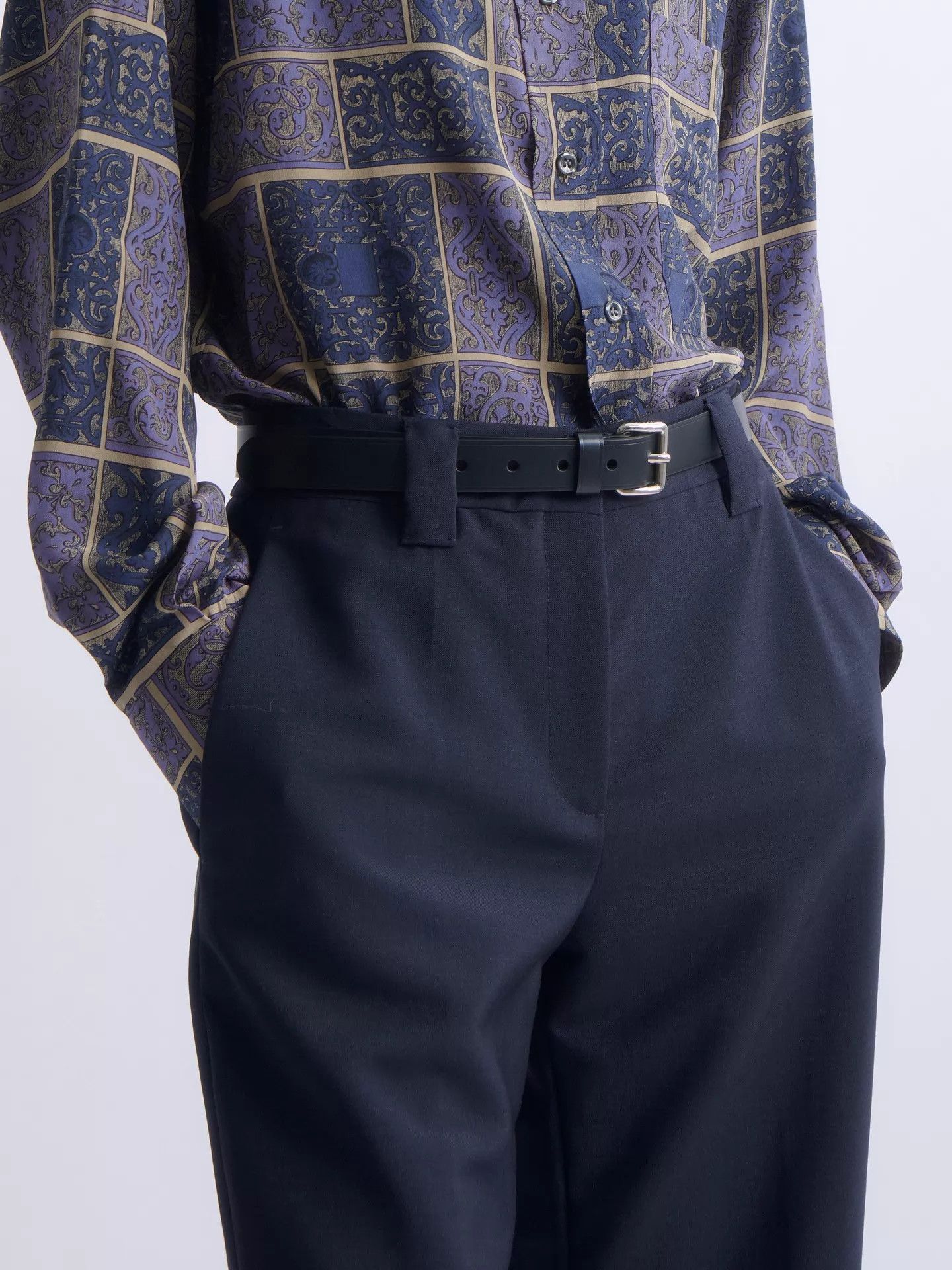 Prada PRADA Navy Mohair High-Waist Flared Trousers Size 26" / US 2 / IT 38 - 6 Thumbnail