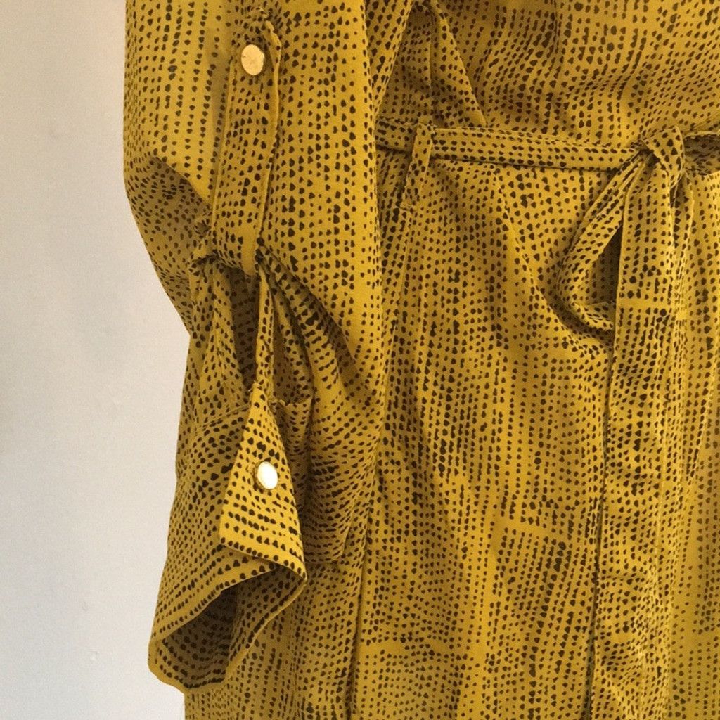 H&M H&M Neon Khaki Shirt Dress: Size 10 Size L / US 10 / IT 46 - 4 Thumbnail