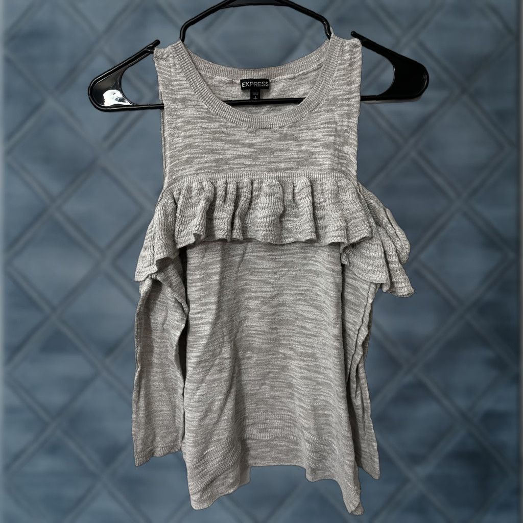 Express Express Gray Cold Shoulder Sweater Pullover Women's Size Small Size S / US 4 / IT 40 - 1 Thumbnail