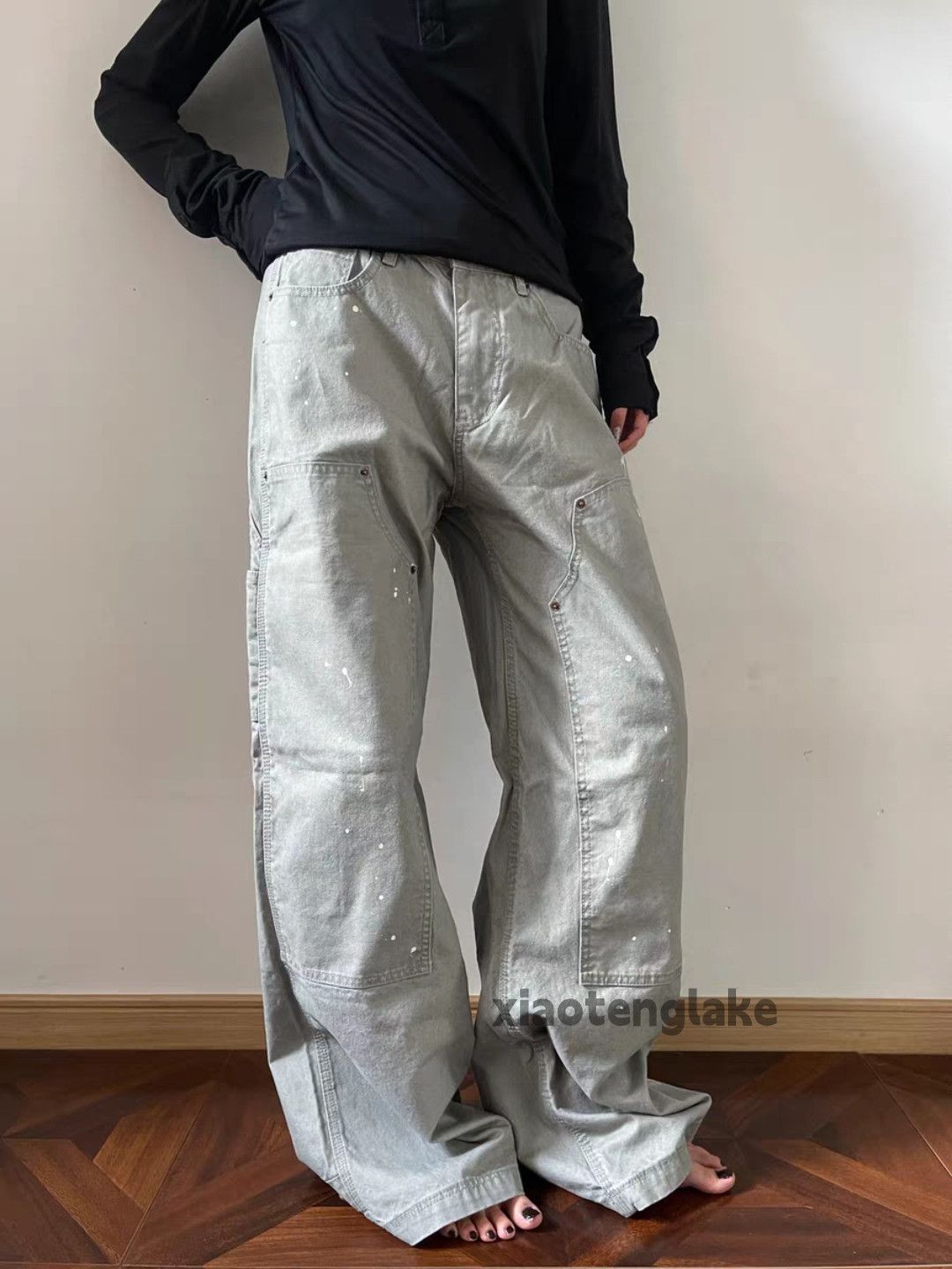 Vintage Unisex outdoor utility loose baggy carpenter paint jeans Size US 34 / EU 50 - 4 Thumbnail