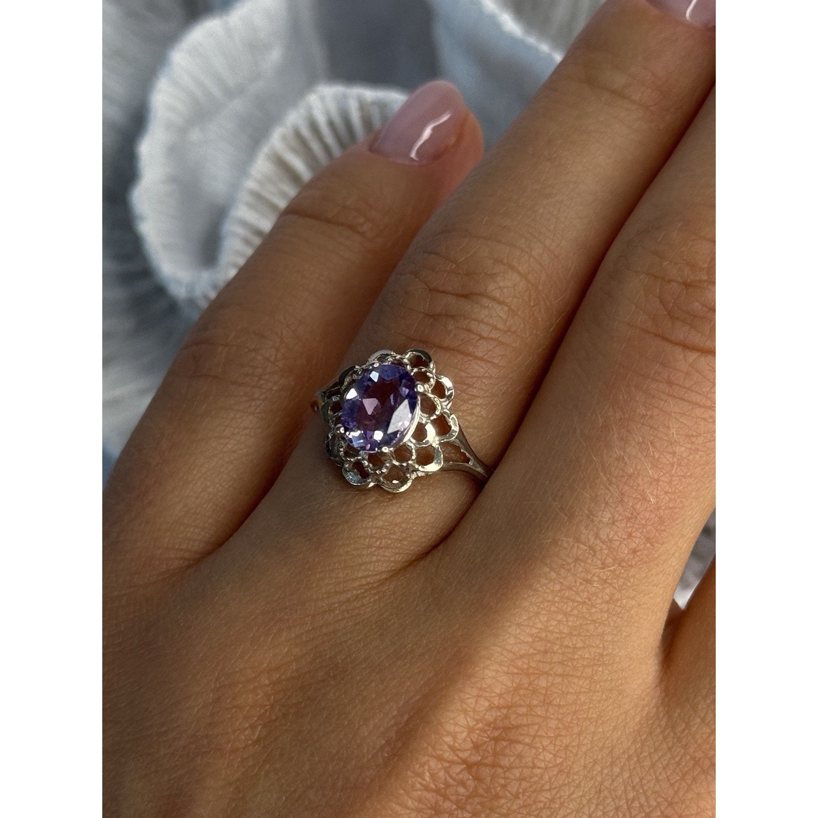 Jewelry 925 STERLING SILVER AMETHYST RING SIZE 7.5 Size ONE SIZE - 6 Thumbnail