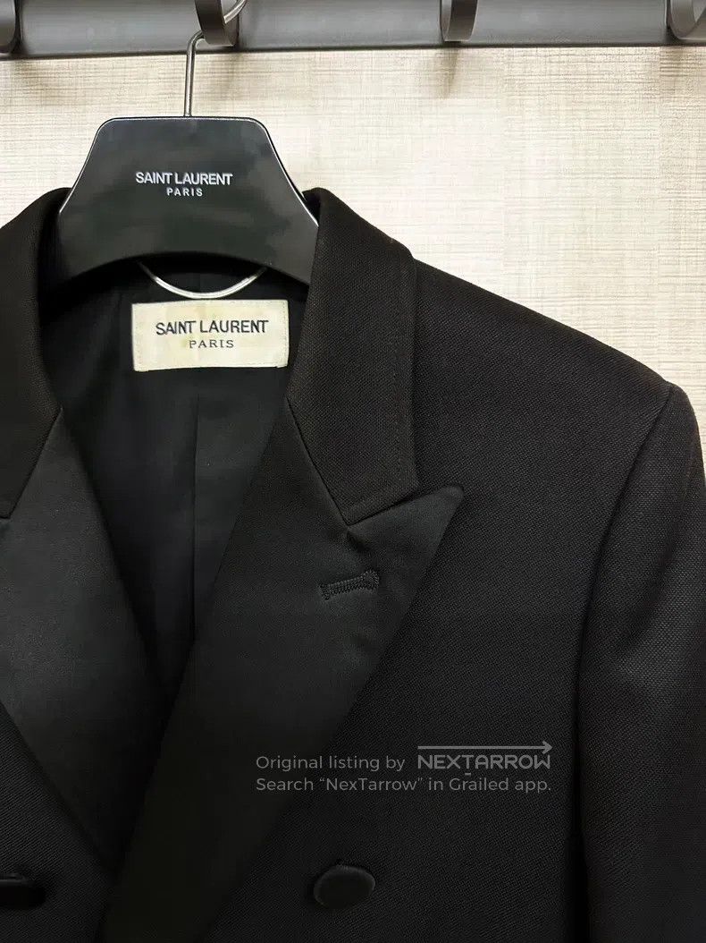 Saint Laurent Paris Saint Laurent Paris Double-Breasted Black Smoking Coat Size US S / EU 44-46 / 1 - 2 Thumbnail