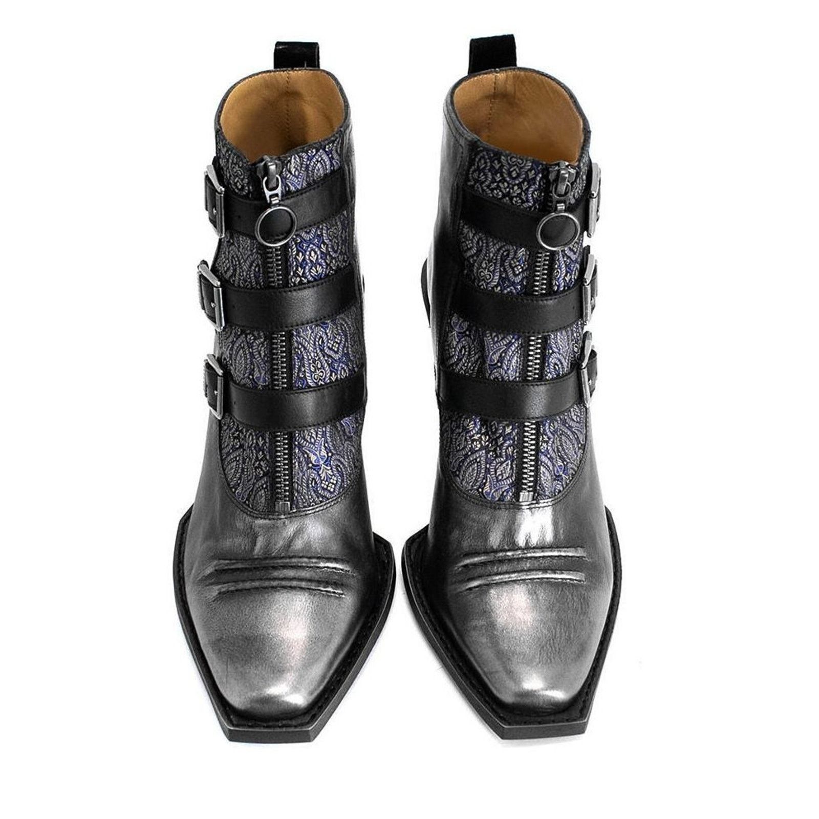 John Fluevog FLUEVOG Signature Durer Blk Metallic Triple Buckle Boots 10 Size US 10 / IT 40 - 5 Thumbnail