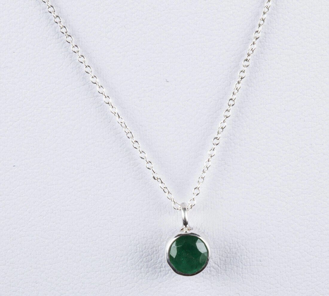 Handmade Sterling Silver Faceted Emerald Astrology Pendant Necklace Size ONE SIZE - 1 Thumbnail