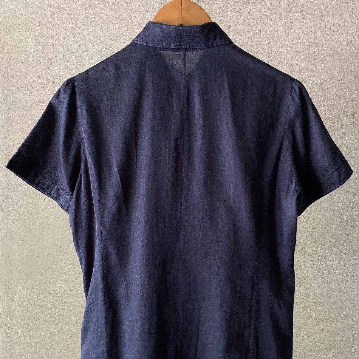 Burberry BURBERRY Soft Navy Pleated Blouse Size S / US 4 / IT 40 - 9 Thumbnail