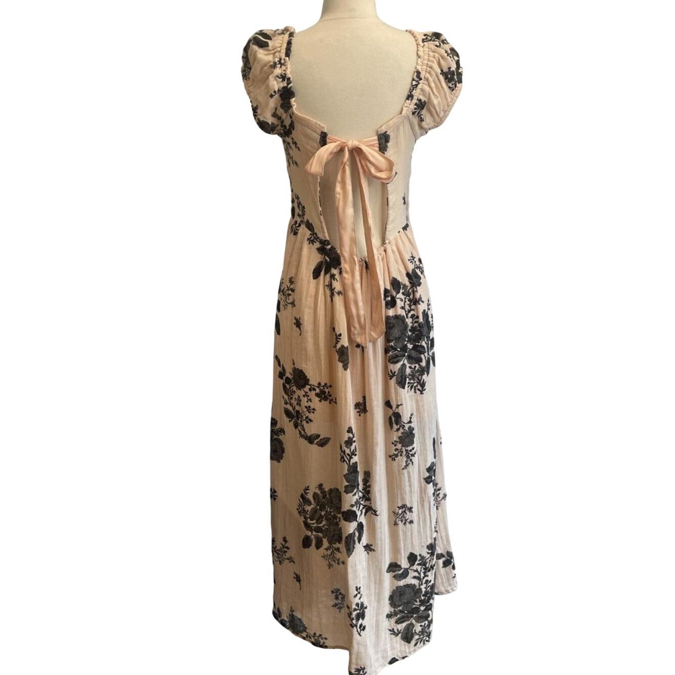 New Free People Forget Me Not Midi Dress $128 SMALL Peach
