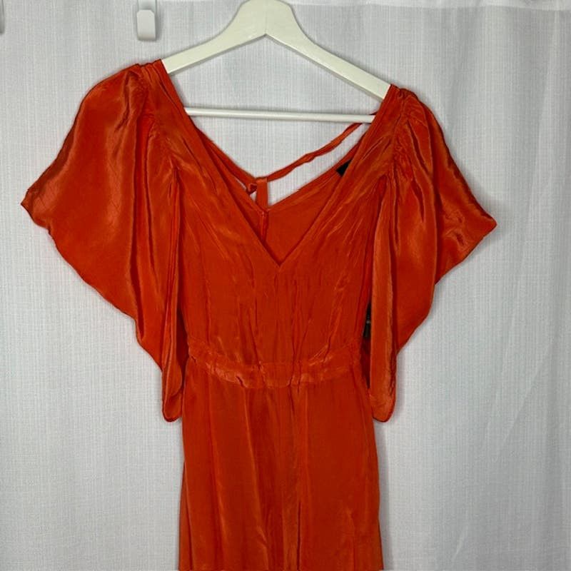 image of Allsaints Orange Elle Midi Dress, Women's (Size Small)