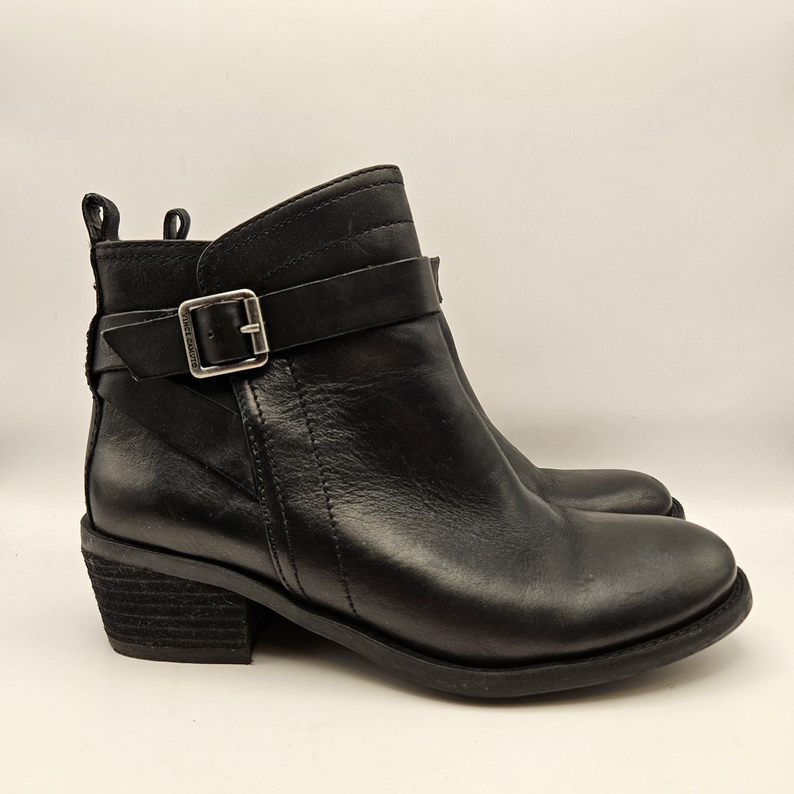 Vince Camuto VINCE CAMUTO WOMEN'S 6.5 VP BEAMER BLACK ANKLE BOOTIE LEATHR Size US 6.5 / IT 36.5 - 4 Thumbnail