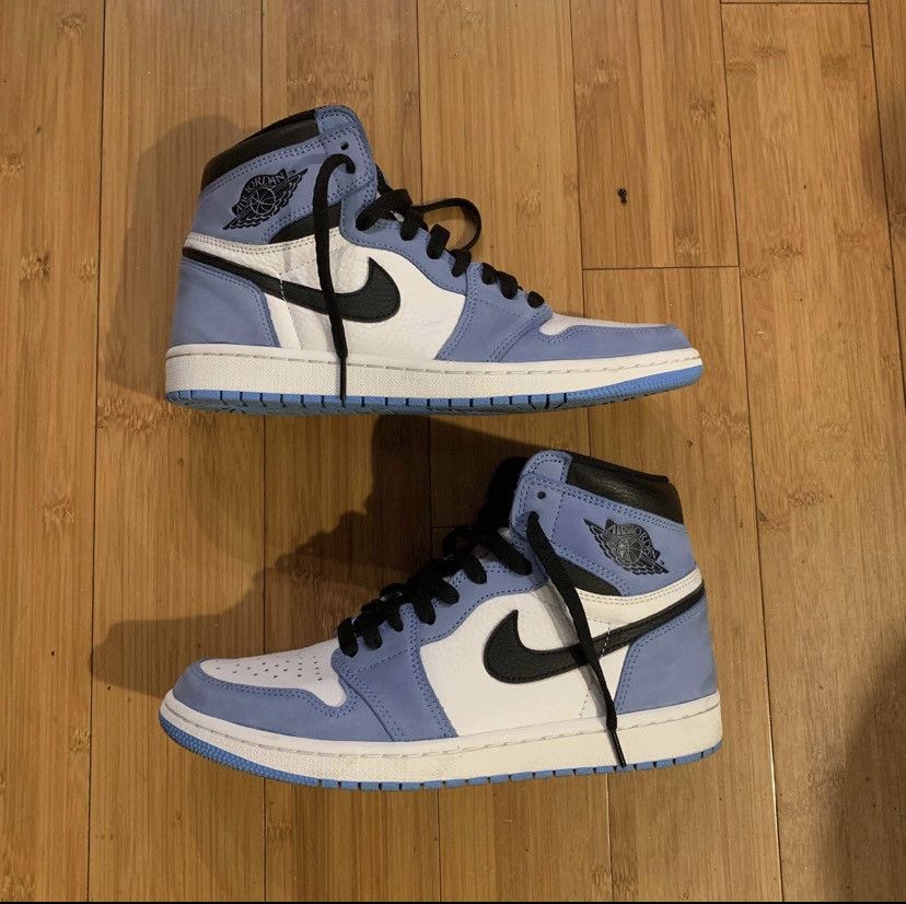 image of Jordan Nike Jordan 1 Retro University Blue Shoes in Black/Blue/White, Men's (Size 9)