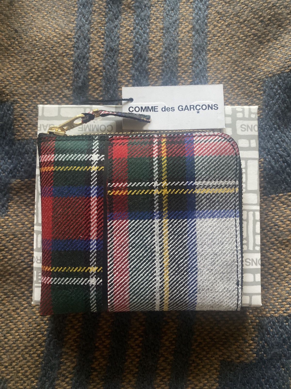 Comme des Garcons CDG Tartan Patchwork Half Zip Wallet Grailed