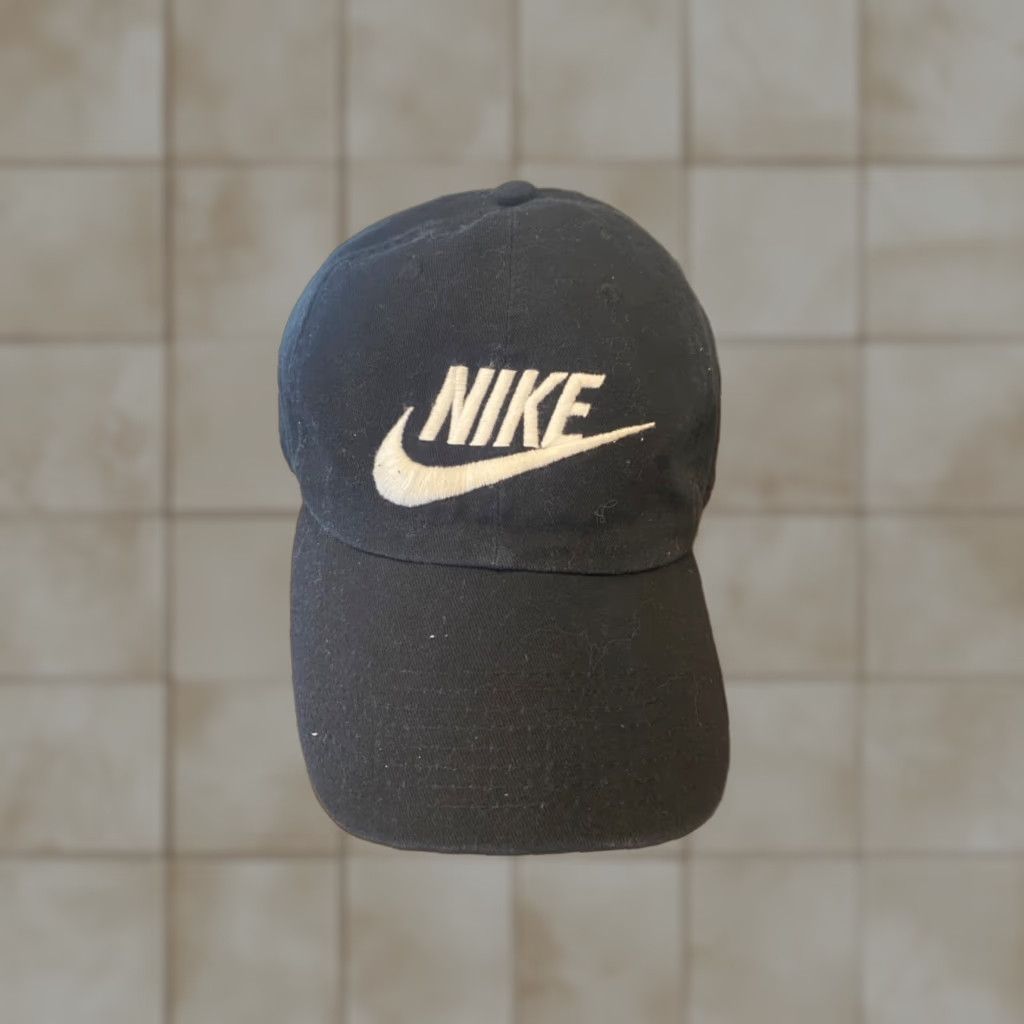 Nike Nike Strapback Hat One Size Fits Most Color Black White Big Logo Spellout Snapback Mens Size ONE SIZE - 1 Thumbnail